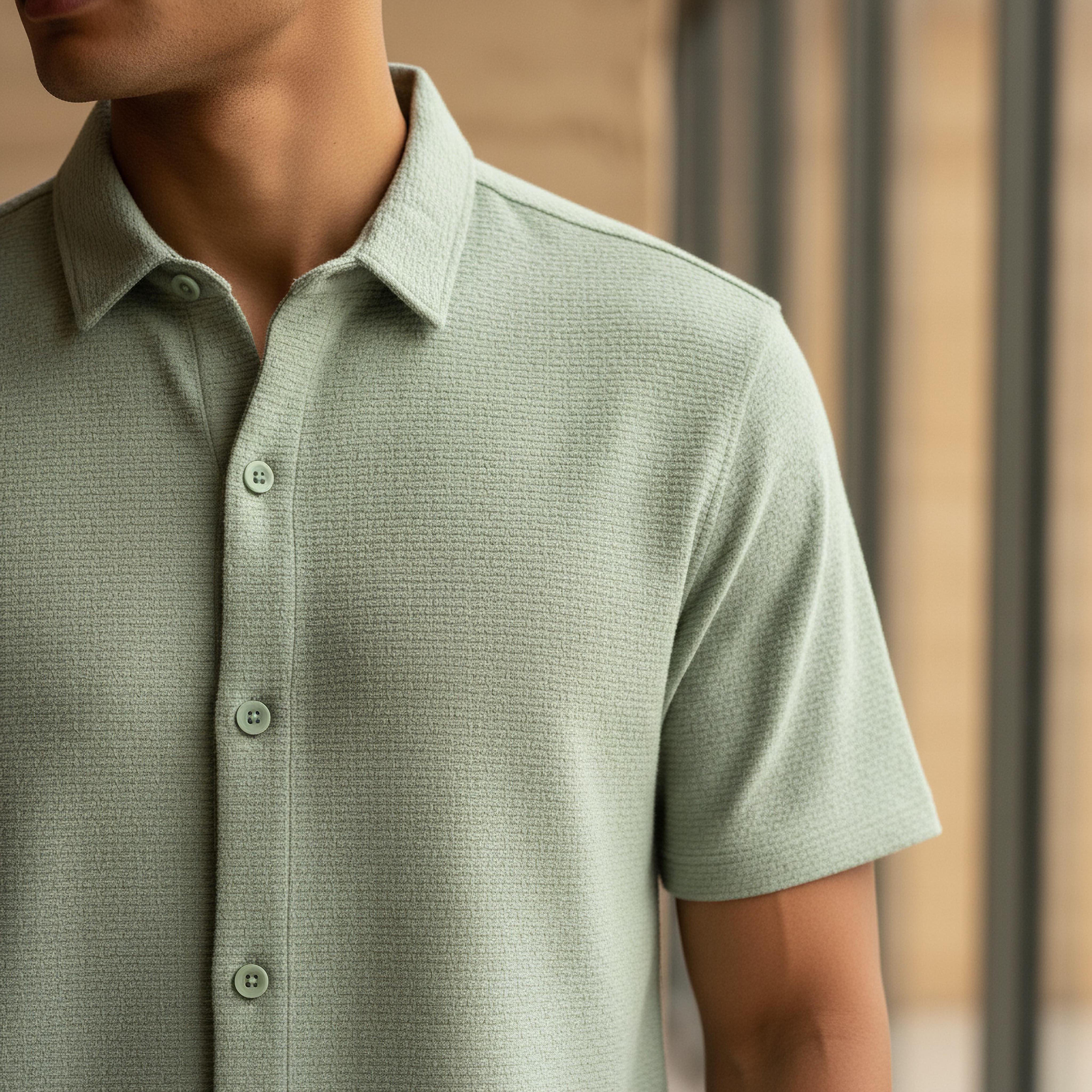 Men Slim Fit Textured Short Sleeves Shirt-men-clothing-shirts-image-4