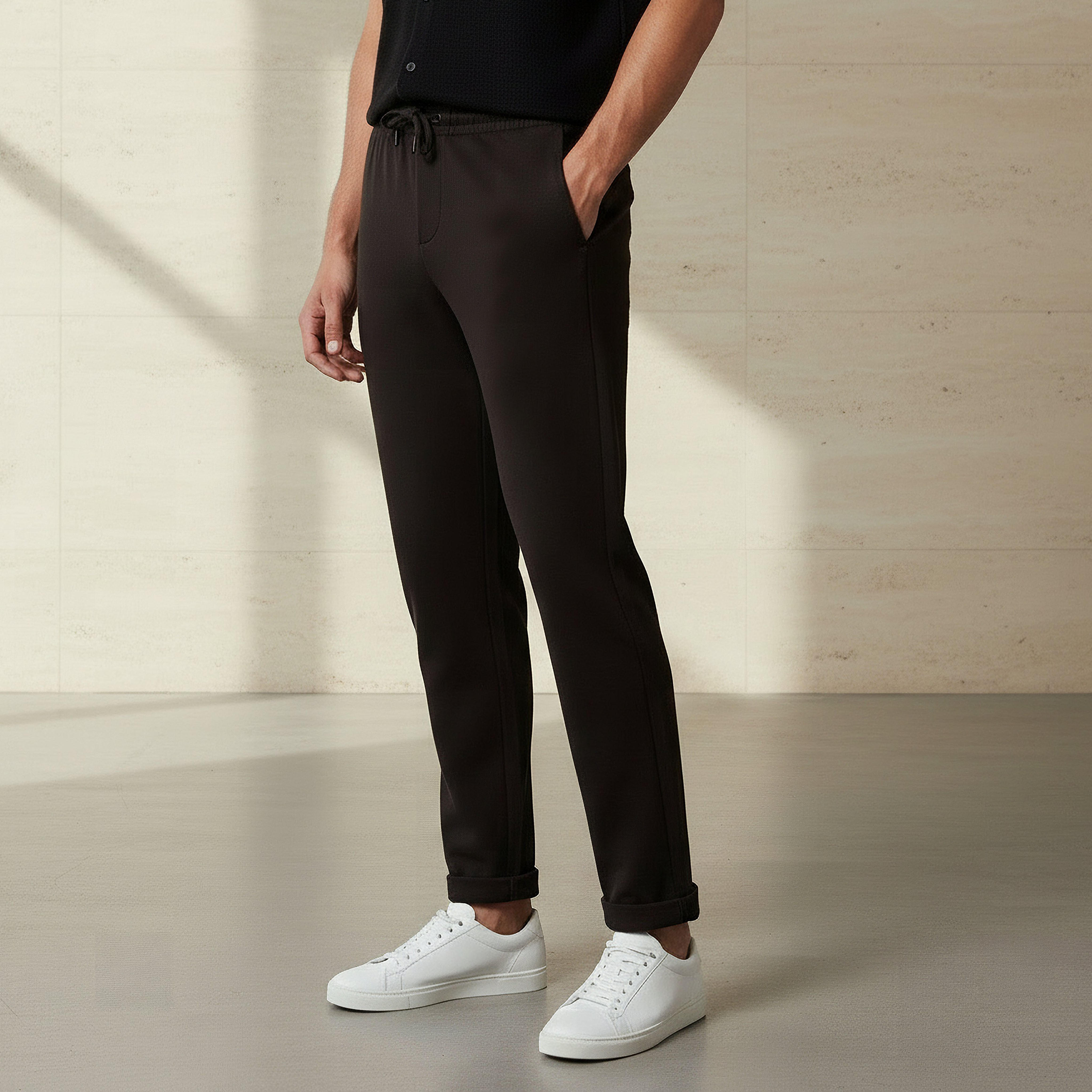 Men Slim Fit Pique Pants-men-clothing-bottoms-joggers-image-1