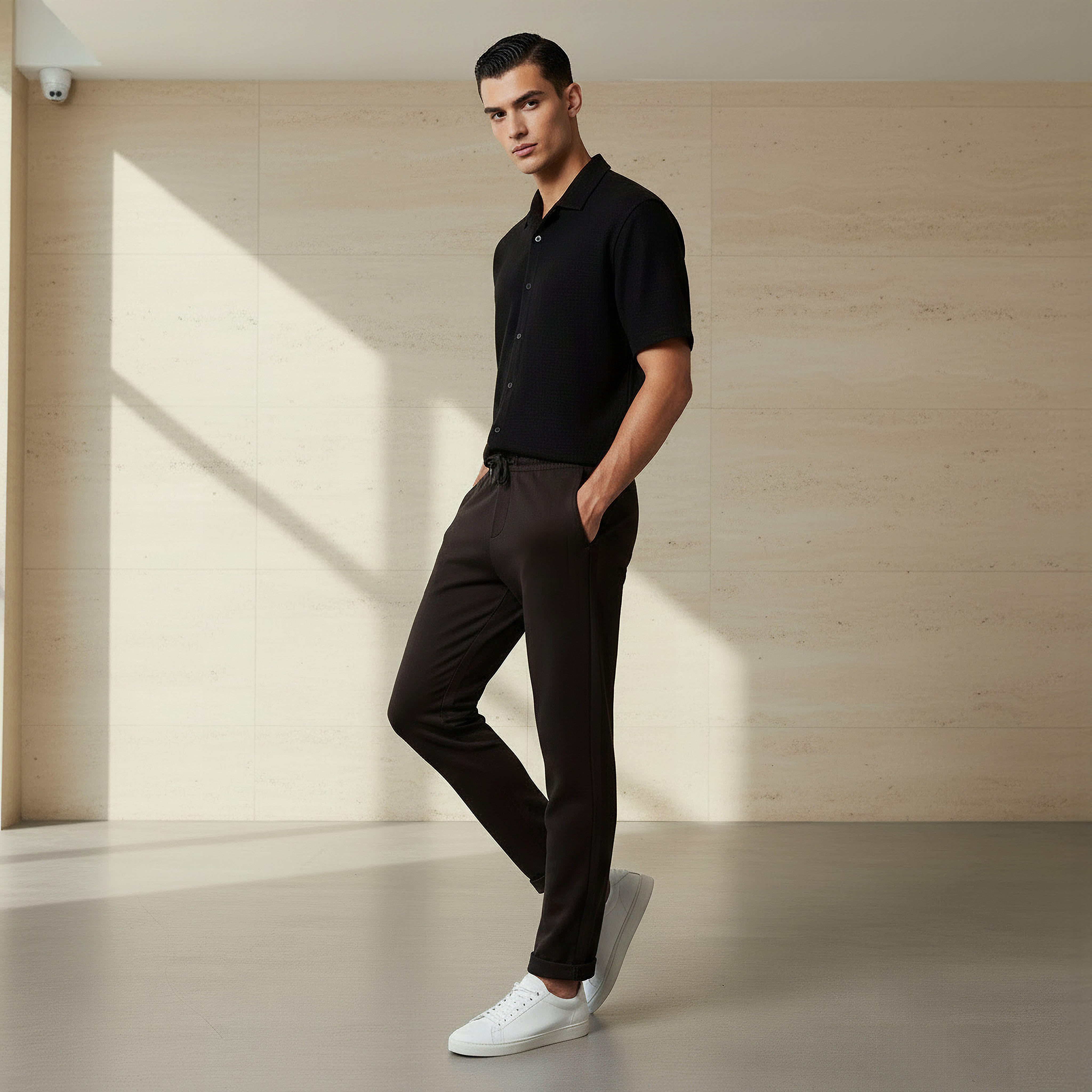 Men Slim Fit Pique Pants-men-clothing-bottoms-joggers-image-2