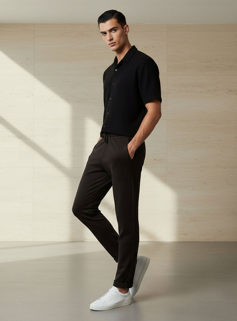 Men Slim Fit Pique Pants-men-clothing-bottoms-joggers-image-2