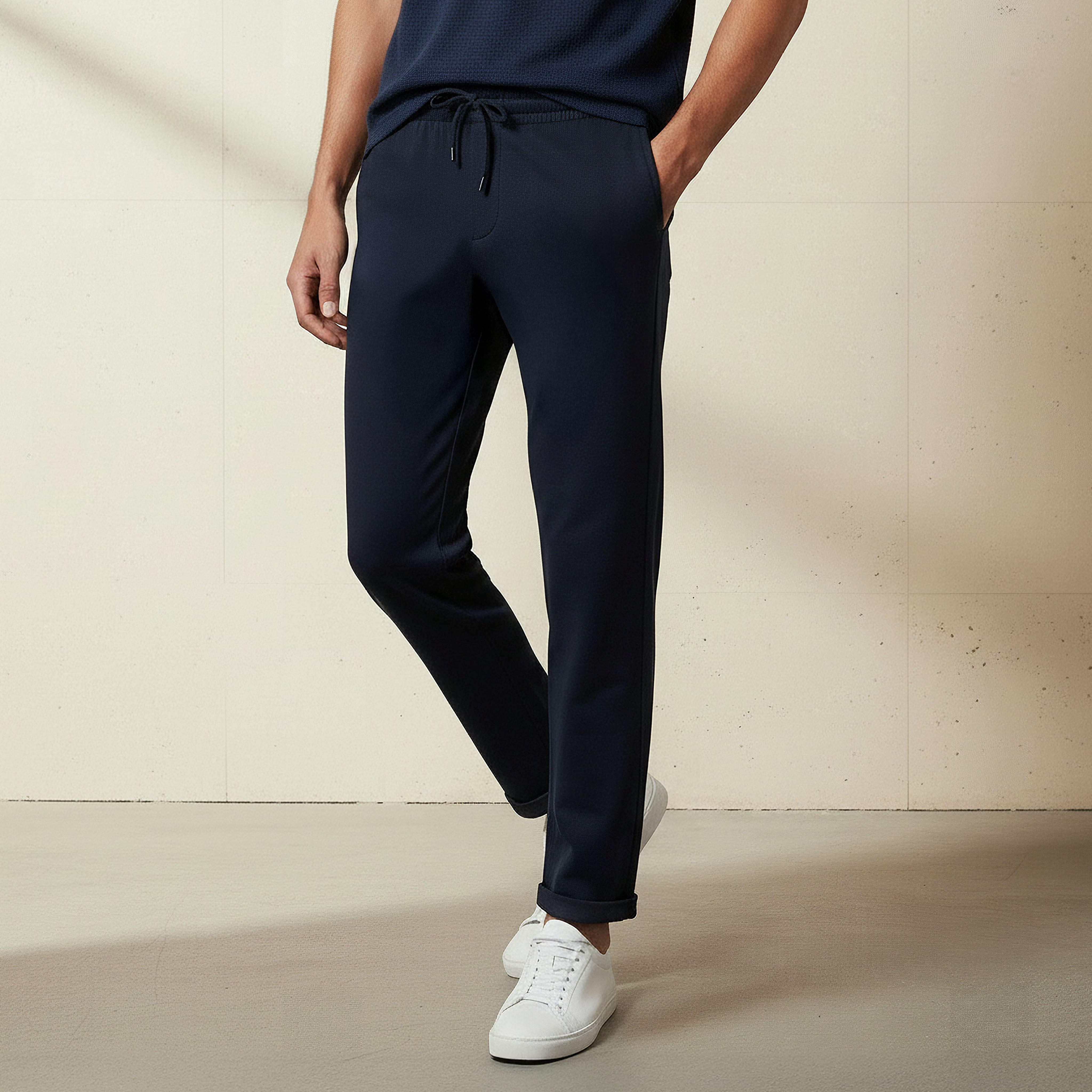 Men Slim Fit Pique Pants-men-clothing-bottoms-joggers-image-1