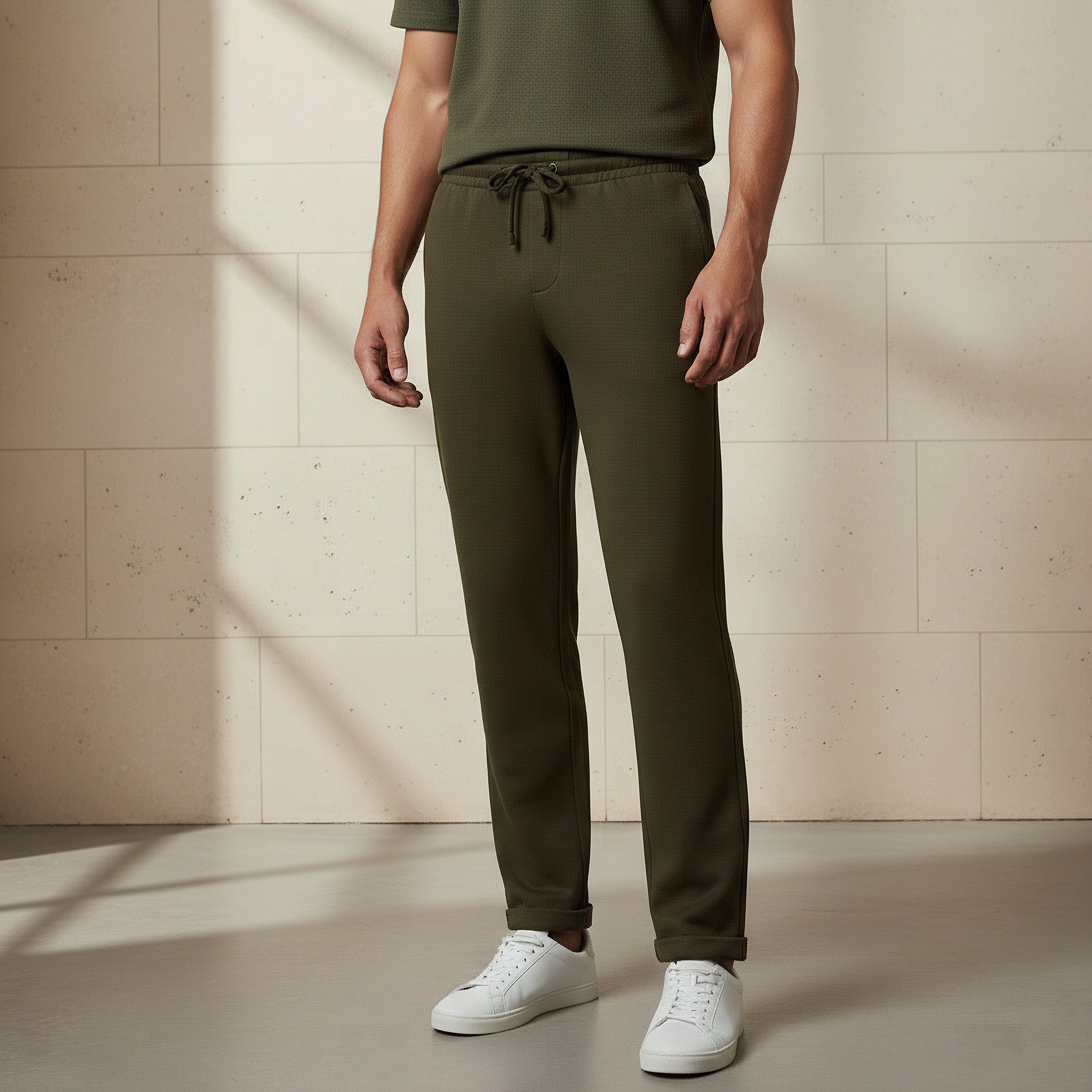 Men Slim Fit Pique Pants-men-clothing-bottoms-joggers-image-1