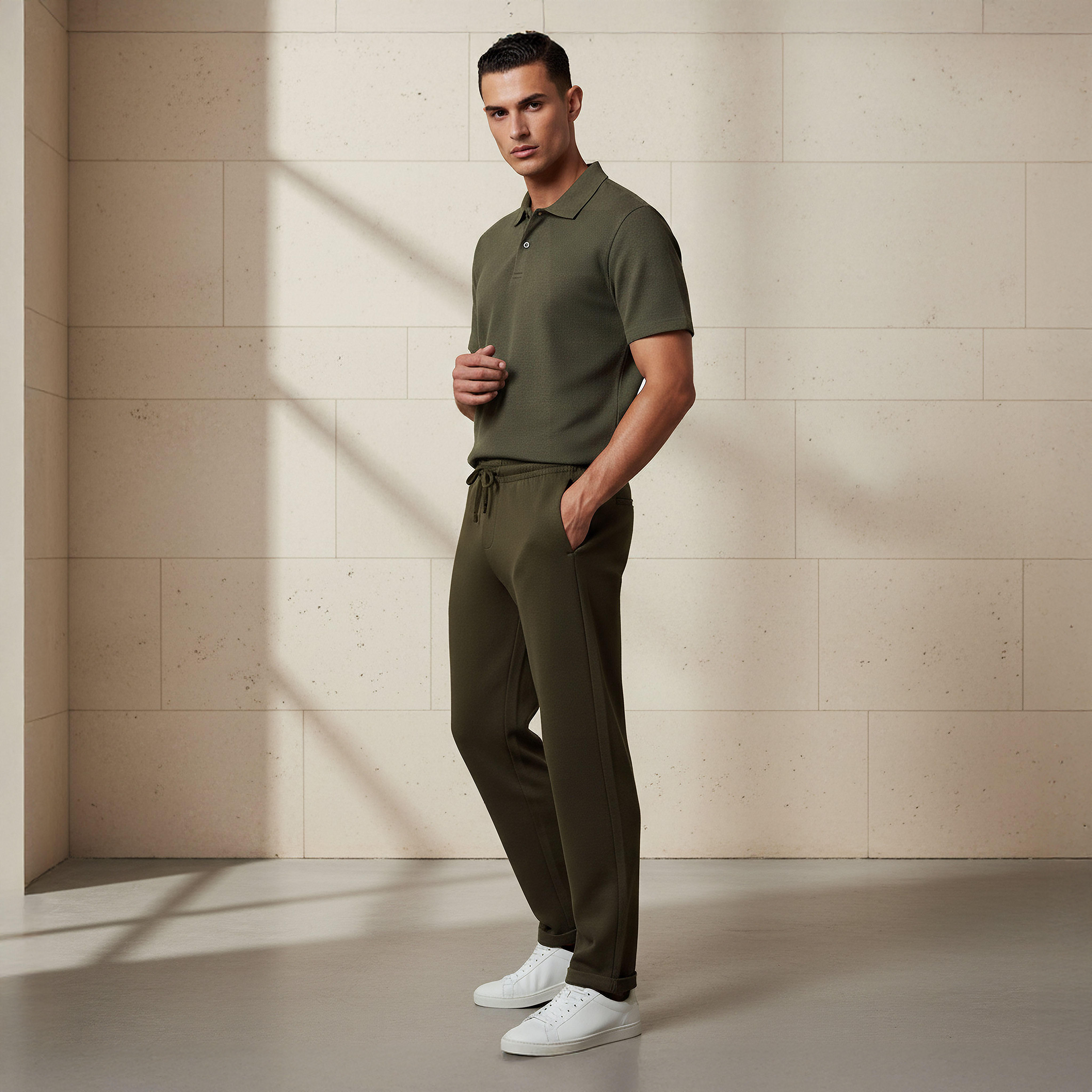 Men Slim Fit Pique Pants-men-clothing-bottoms-joggers-image-2