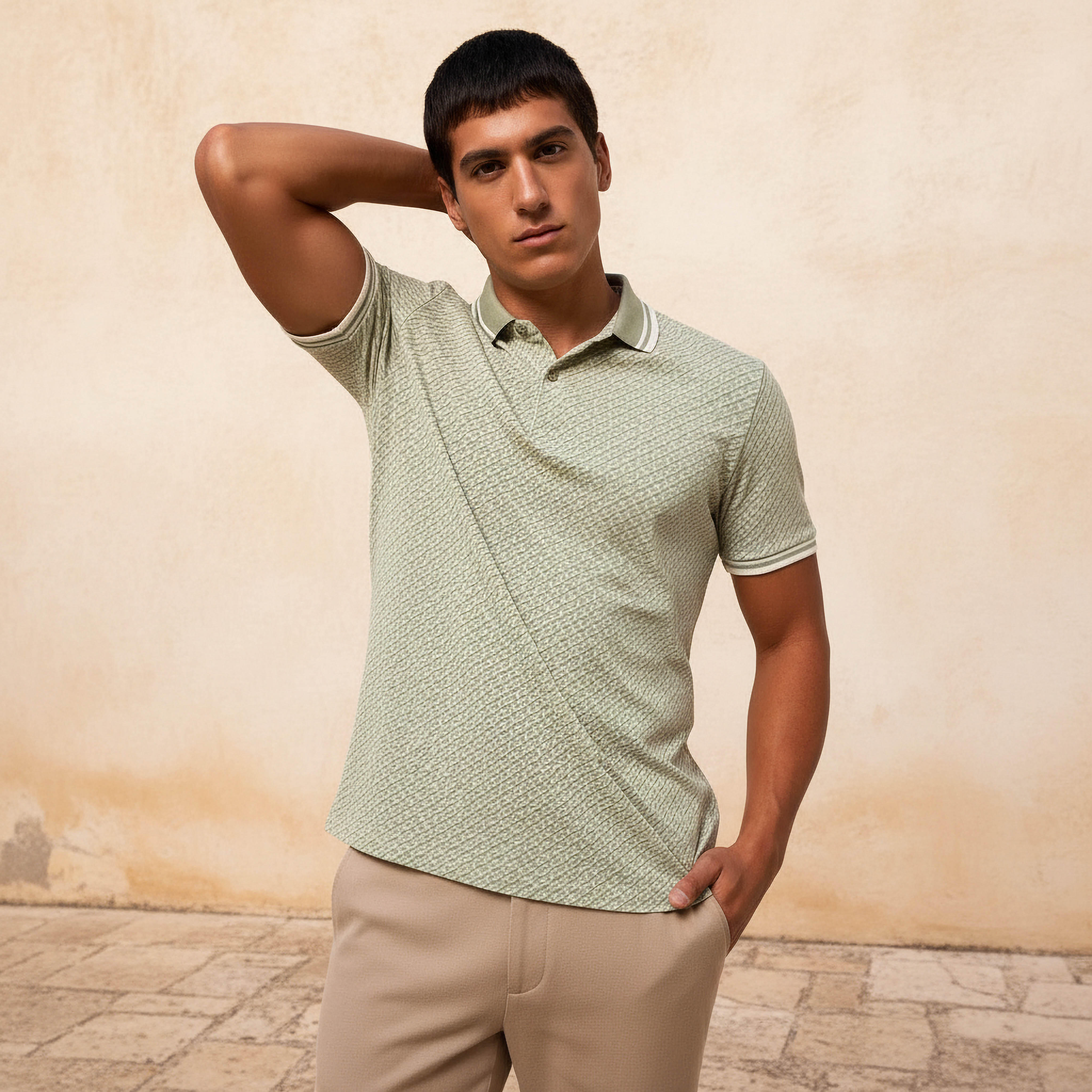 Men Short Sleeves Textured Polo T-shirt-men-clothing-tshirtsandpolos-polos-image-1