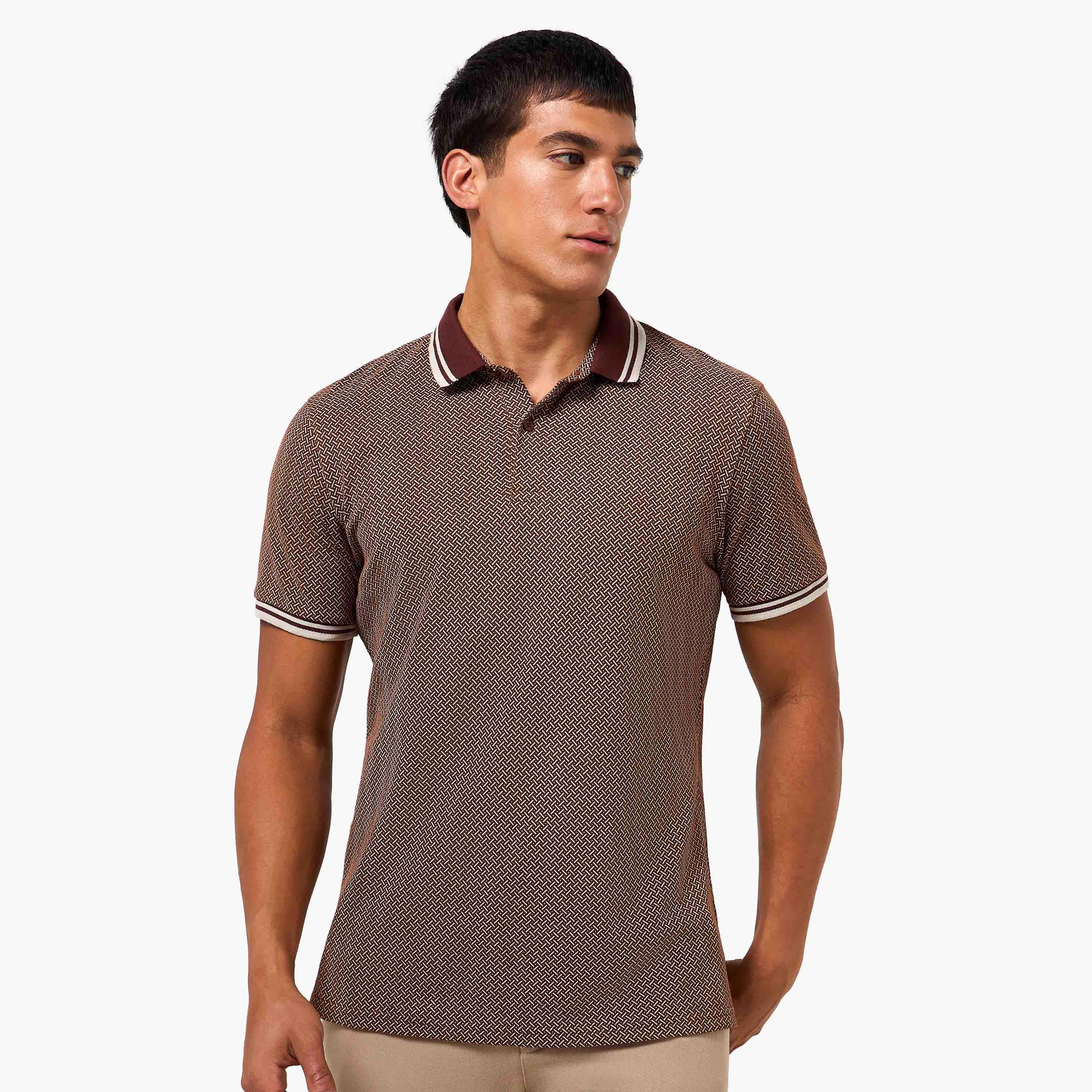 Men Short Sleeves Textured Polo T-shirt-men-clothing-tshirtsandpolos-polos-image-1