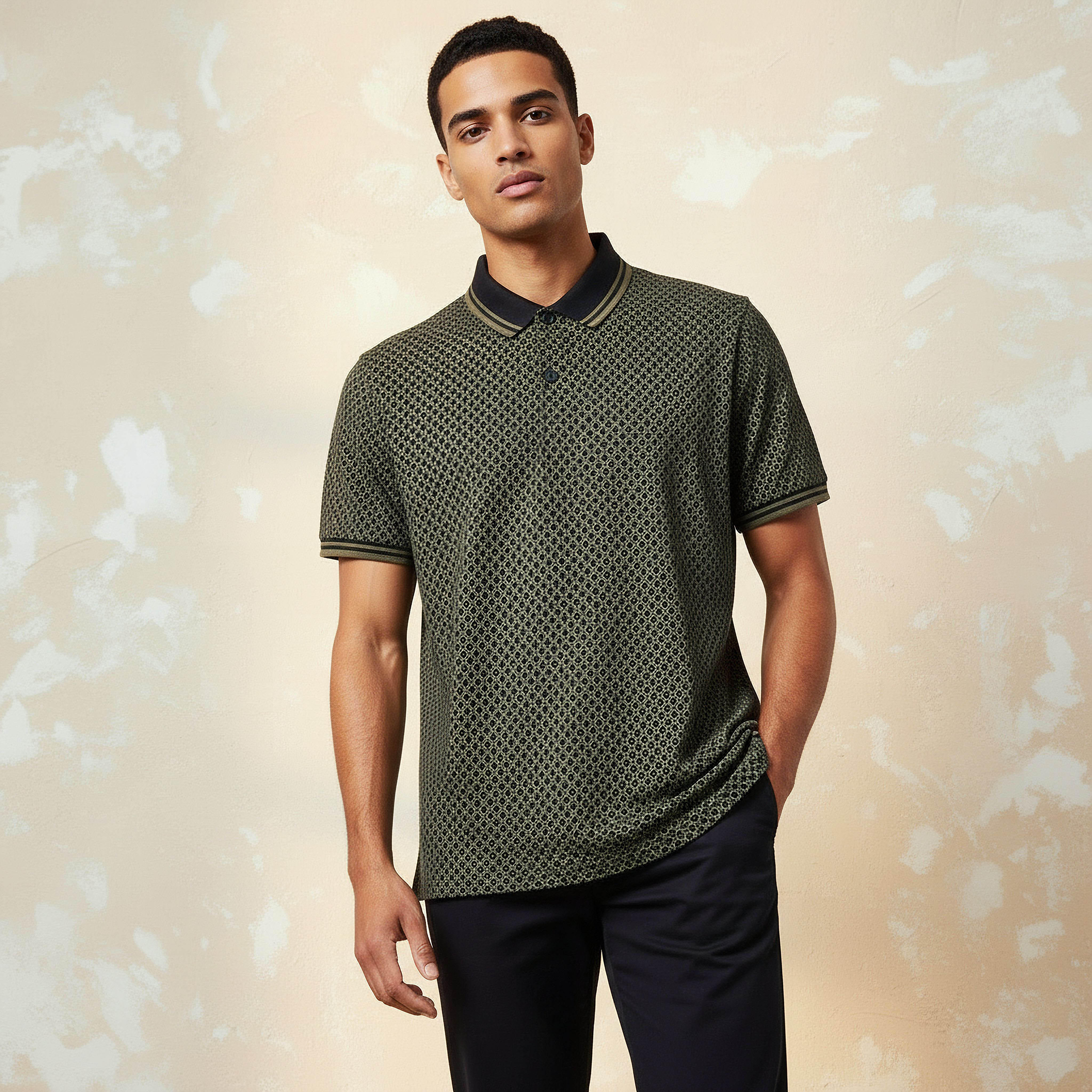 Men Short Sleeves Textured Polo T-shirt-men-clothing-tshirtsandpolos-polos-image-1