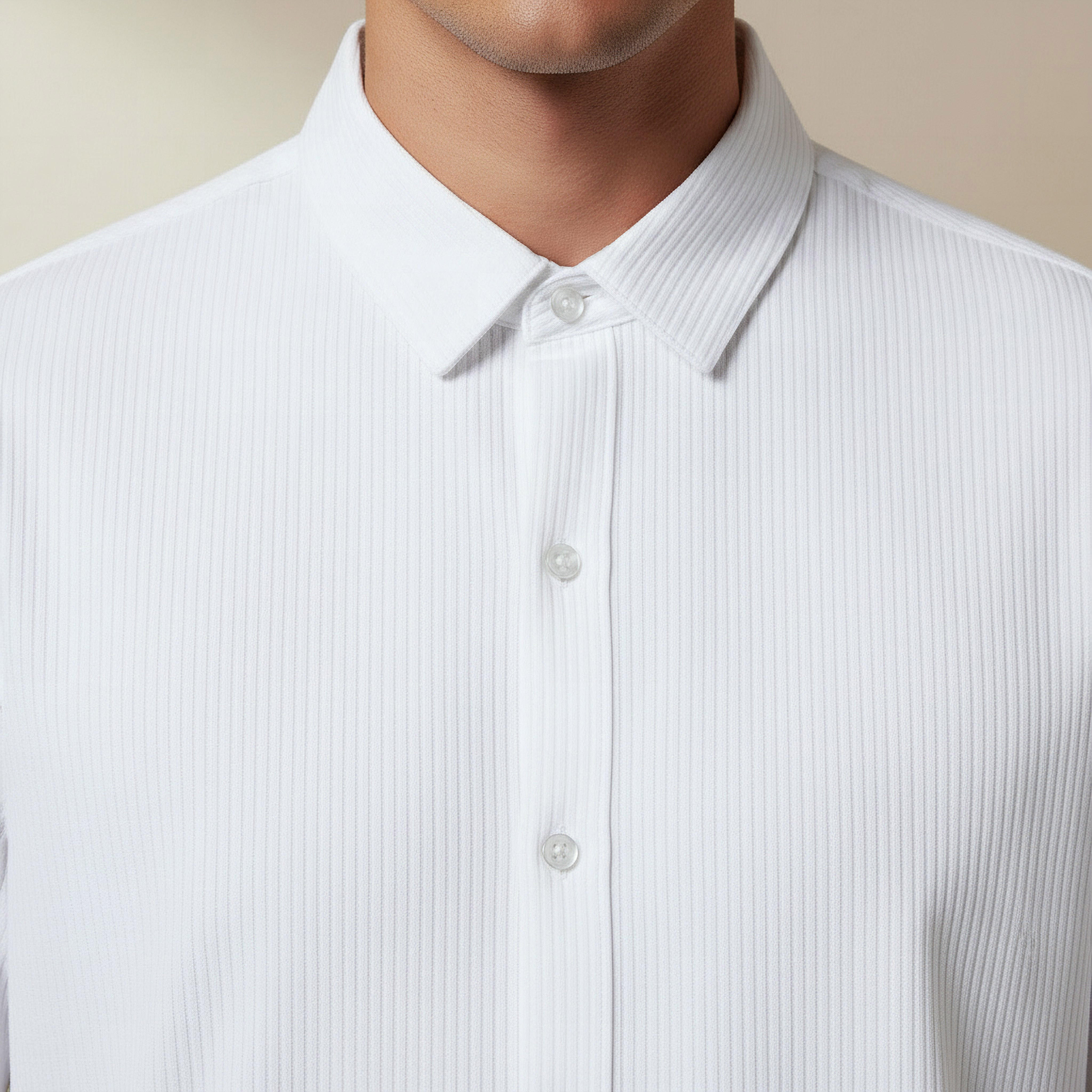 Men Collared Textured Short Sleeve Shirt-men-clothing-shirts-image-2