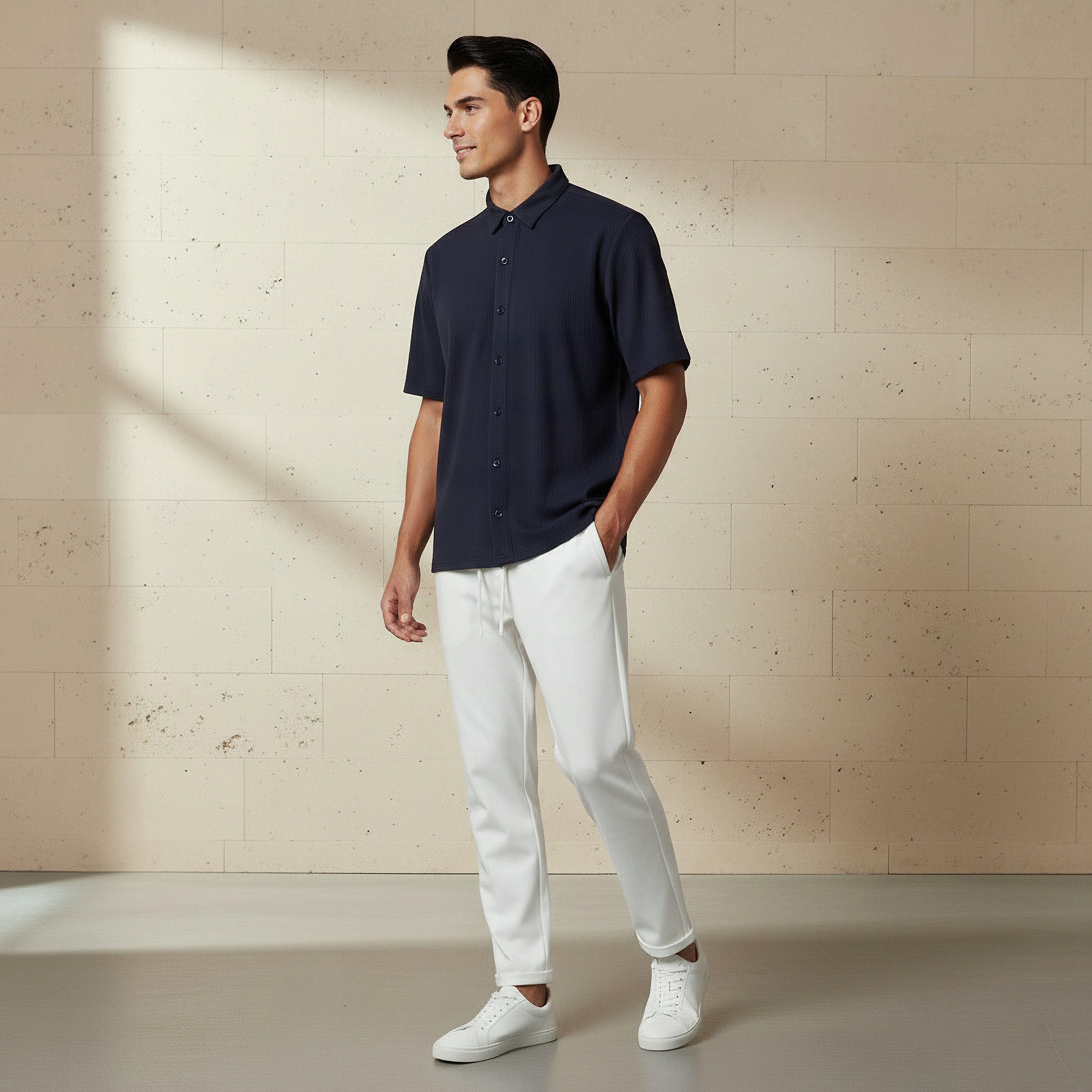 Men Collared Textured Short Sleeve Shirt-PROMO_SP_SA_2FOR99_110625-image-3