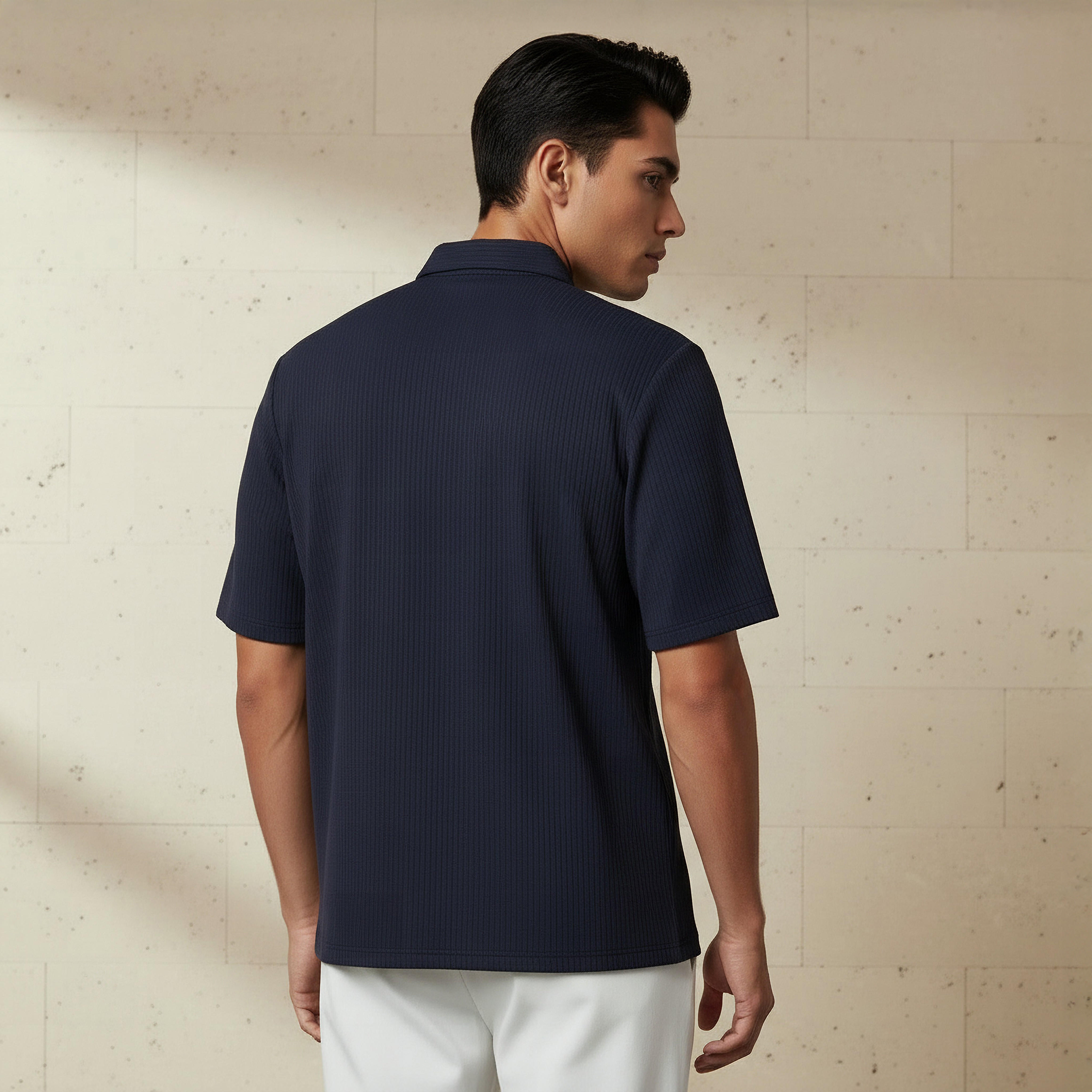 Men Collared Textured Short Sleeve Shirt-PROMO_SP_SA_2FOR99_110625-image-4