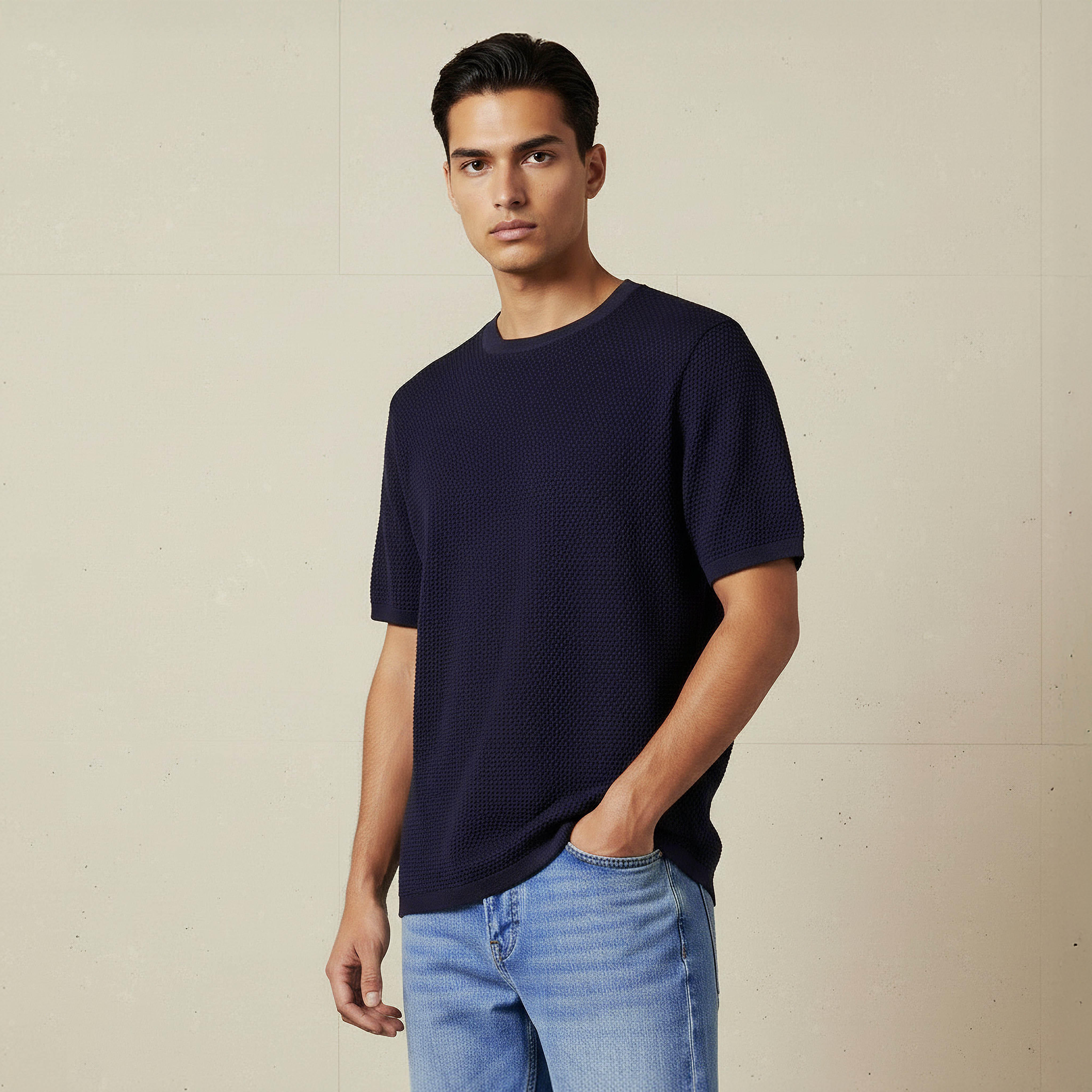 Men Crew Neck Popcorn Textured T-Shirt-PROMO_SP_SA_2FOR99_110625-image-1