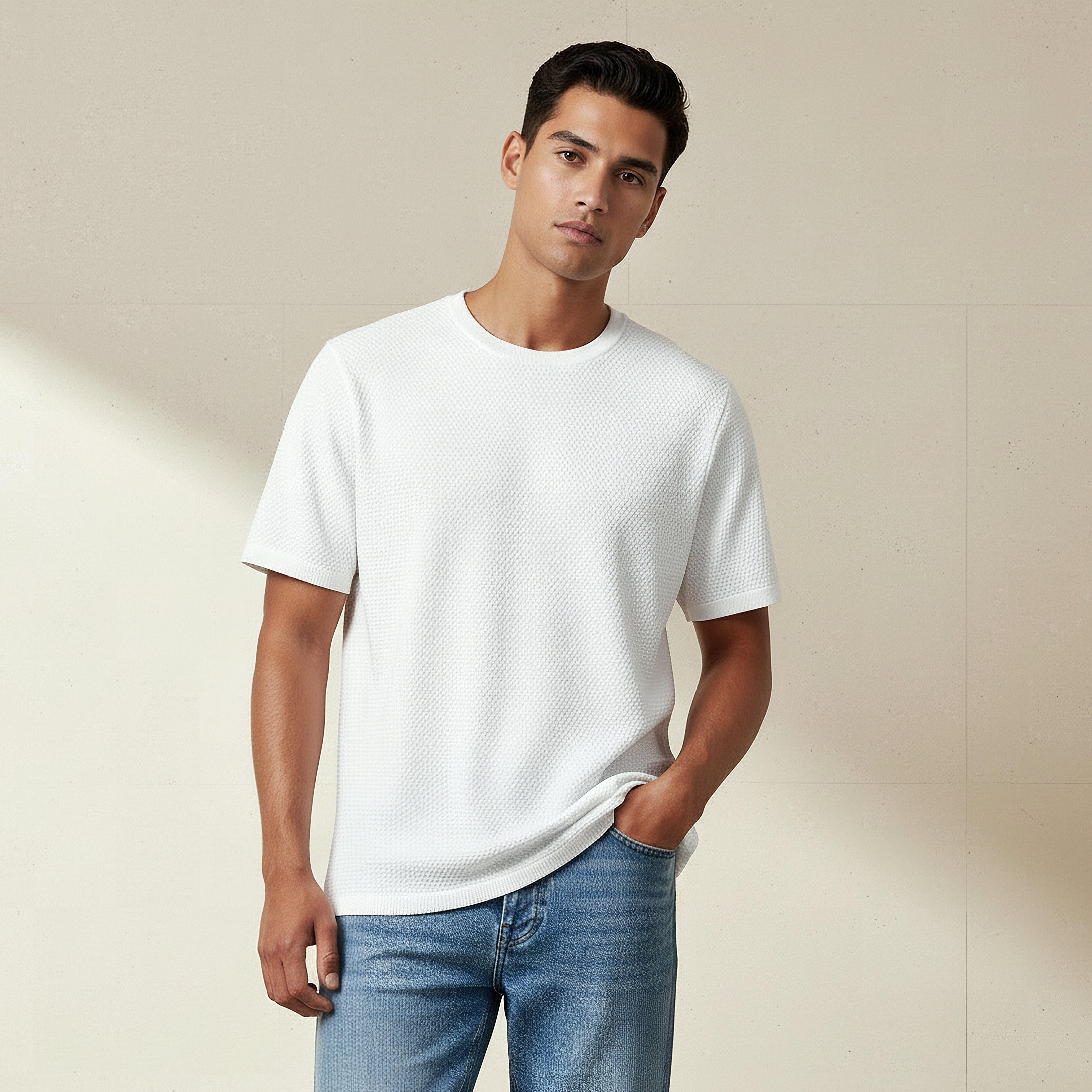 Men Crew Neck Popcorn Textured T-Shirt-PROMO_SP_SA_2FOR99_110625-image-1