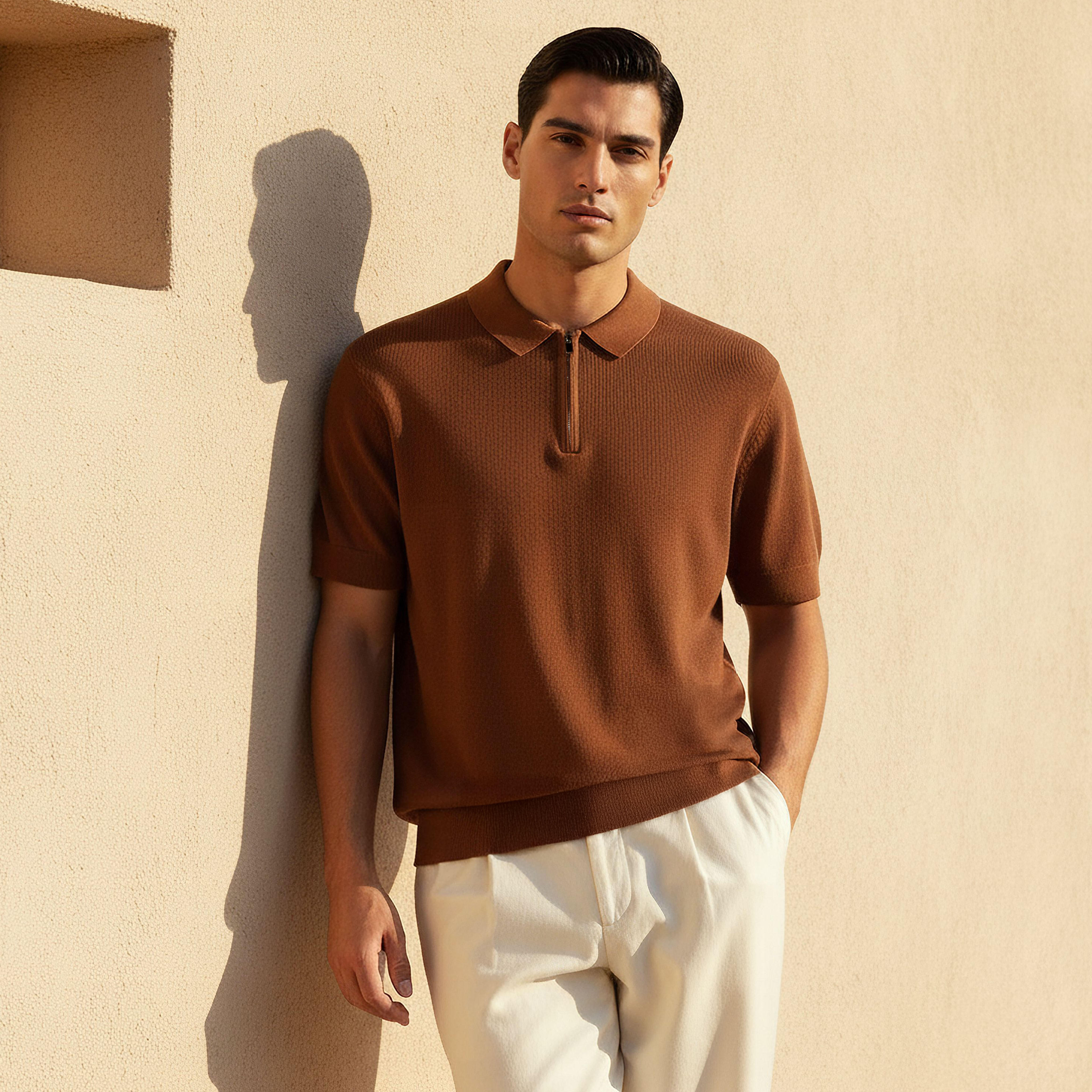 Men Short Sleeve Textured Polo T-shirt-men-clothing-tshirtsandpolos-polos-image-1