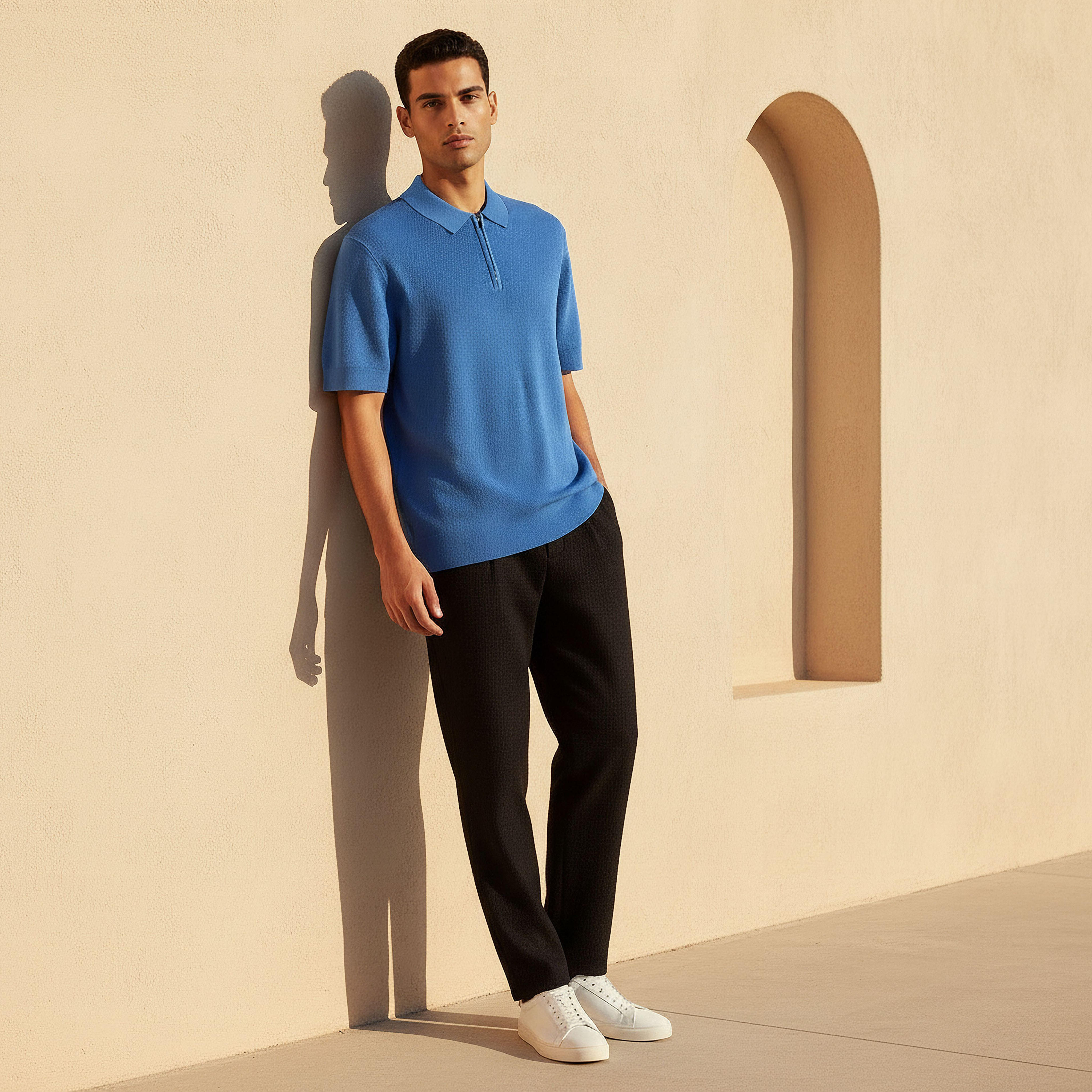 Men Short Sleeve Textured Polo T-shirt-men-clothing-tshirtsandpolos-polos-image-2