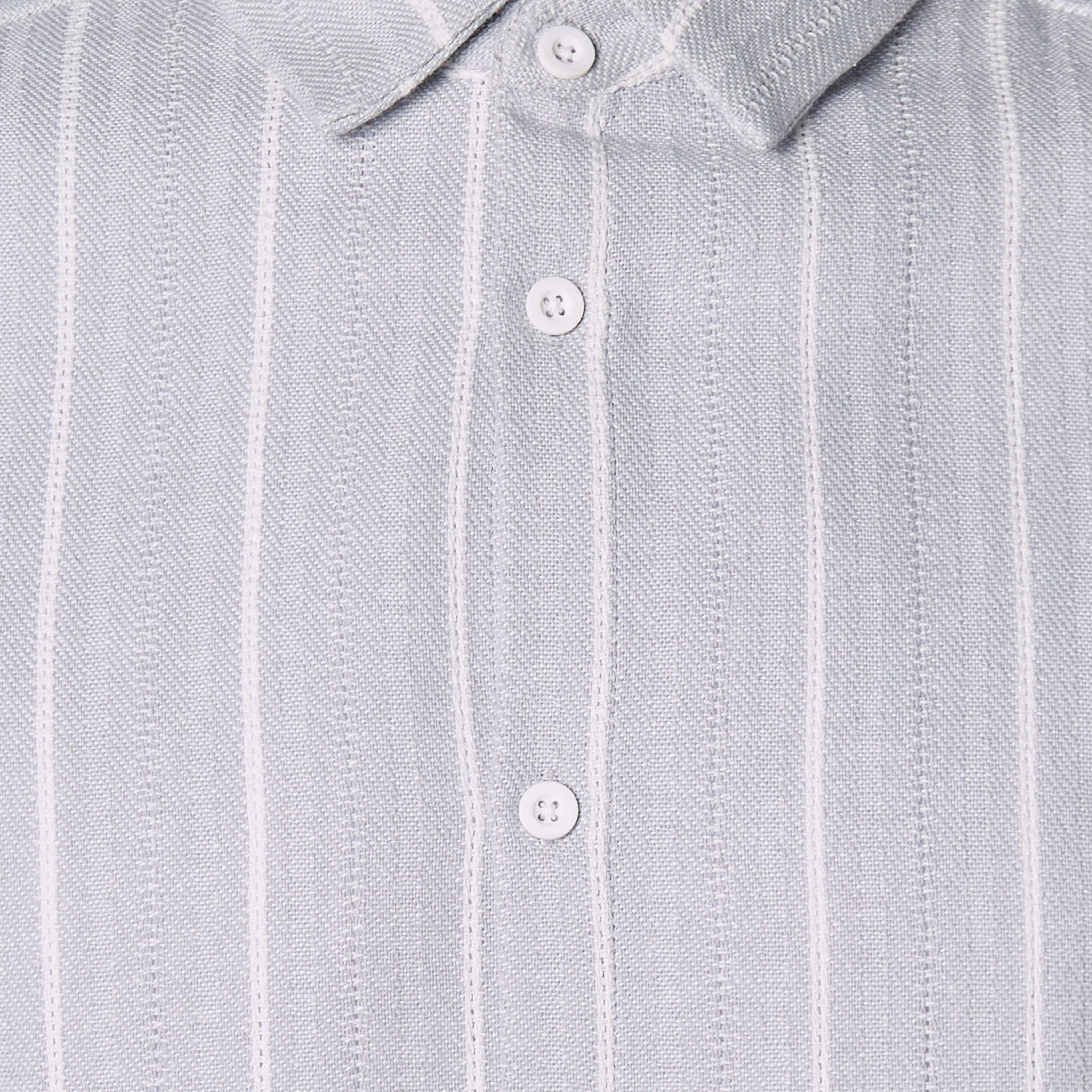 Men Regular Fit Collared Striped Short Sleeves Linen Blend Shirt-men-clothing-shirts-image-2