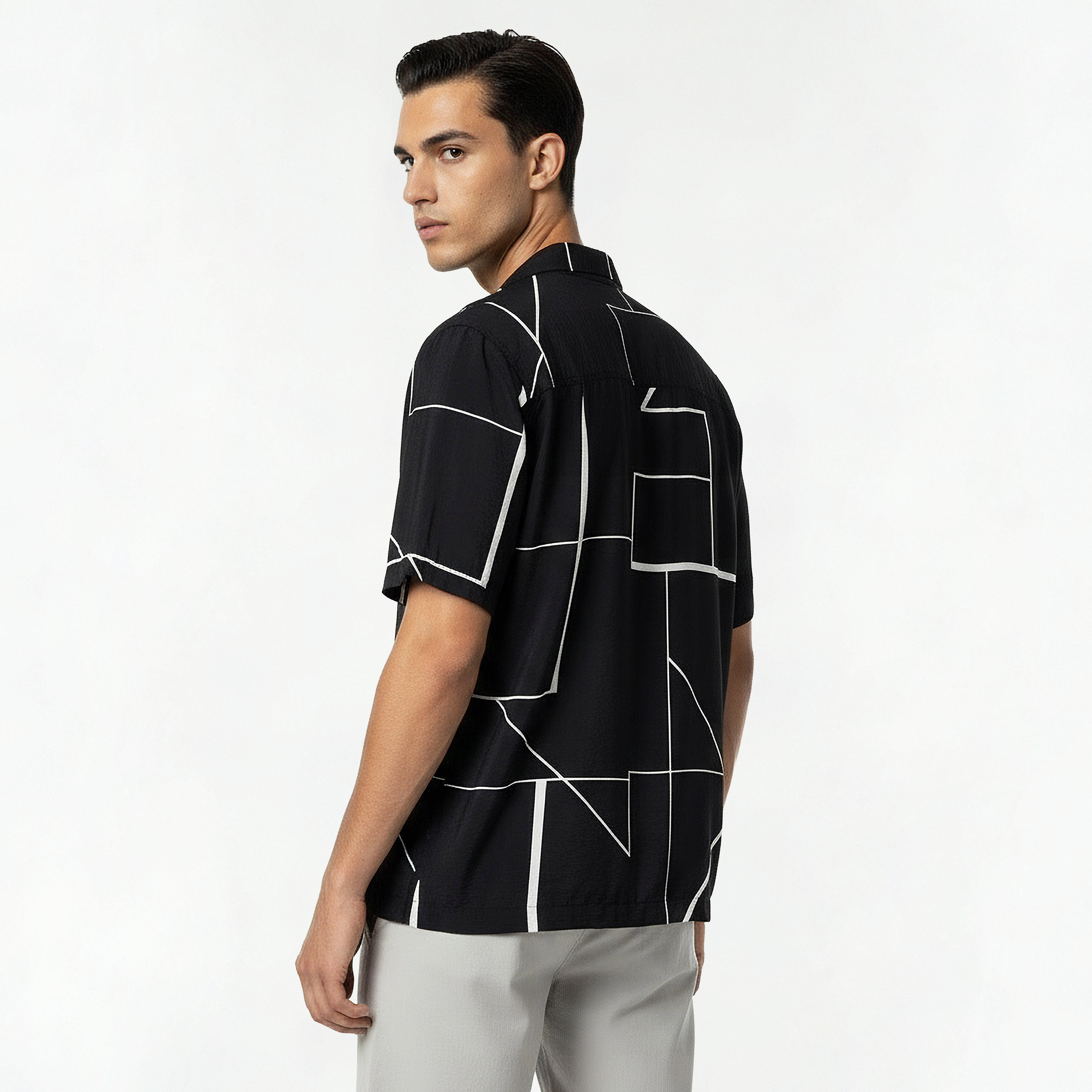 Men Regular Fit Camp Collar Abstract Print Short Sleeves Resort Shirt-men-clothing-shirts-image-5