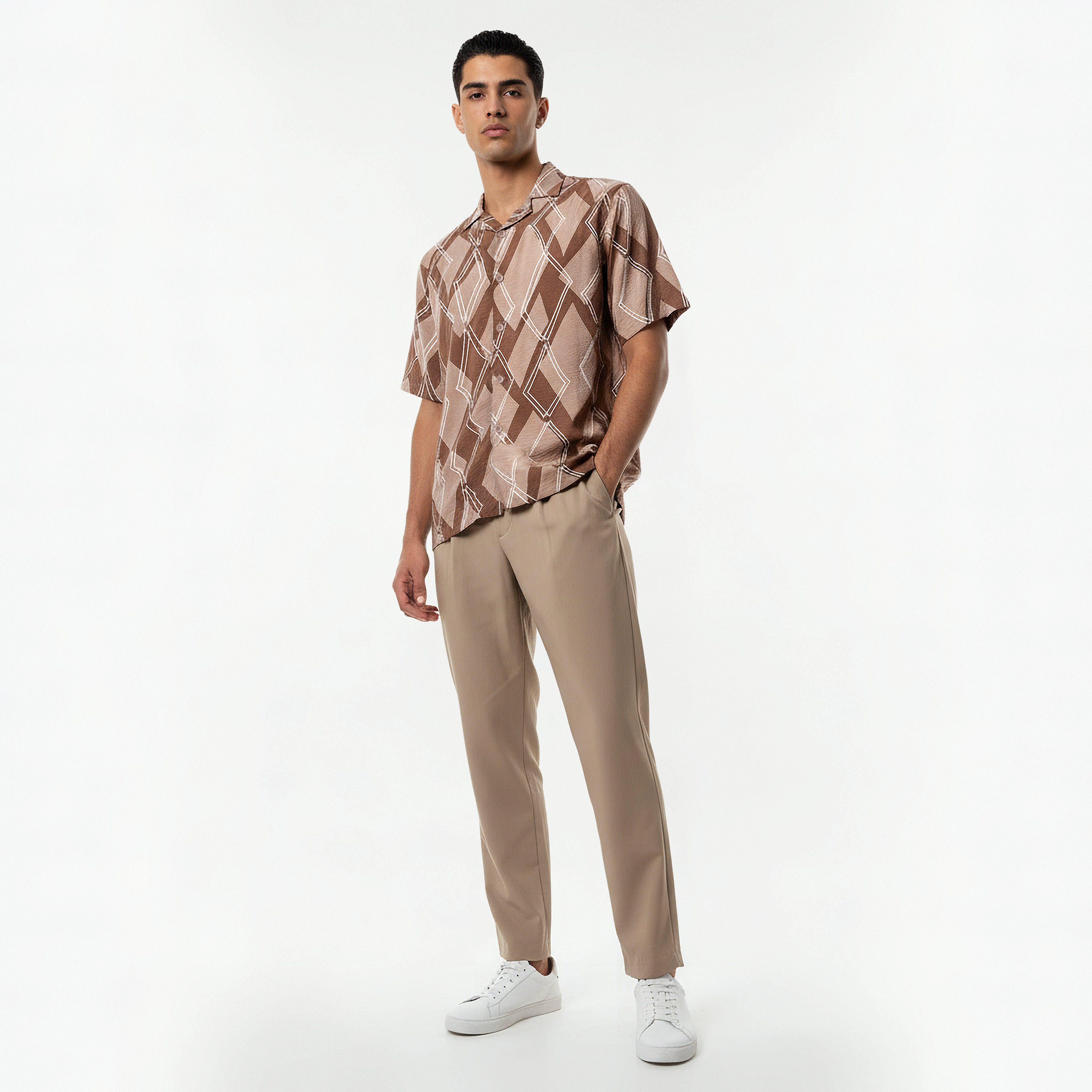 Men Regular Fit Camp Collar Abstract Print Short Sleeves Resort Shirt-men-clothing-shirts-image-4