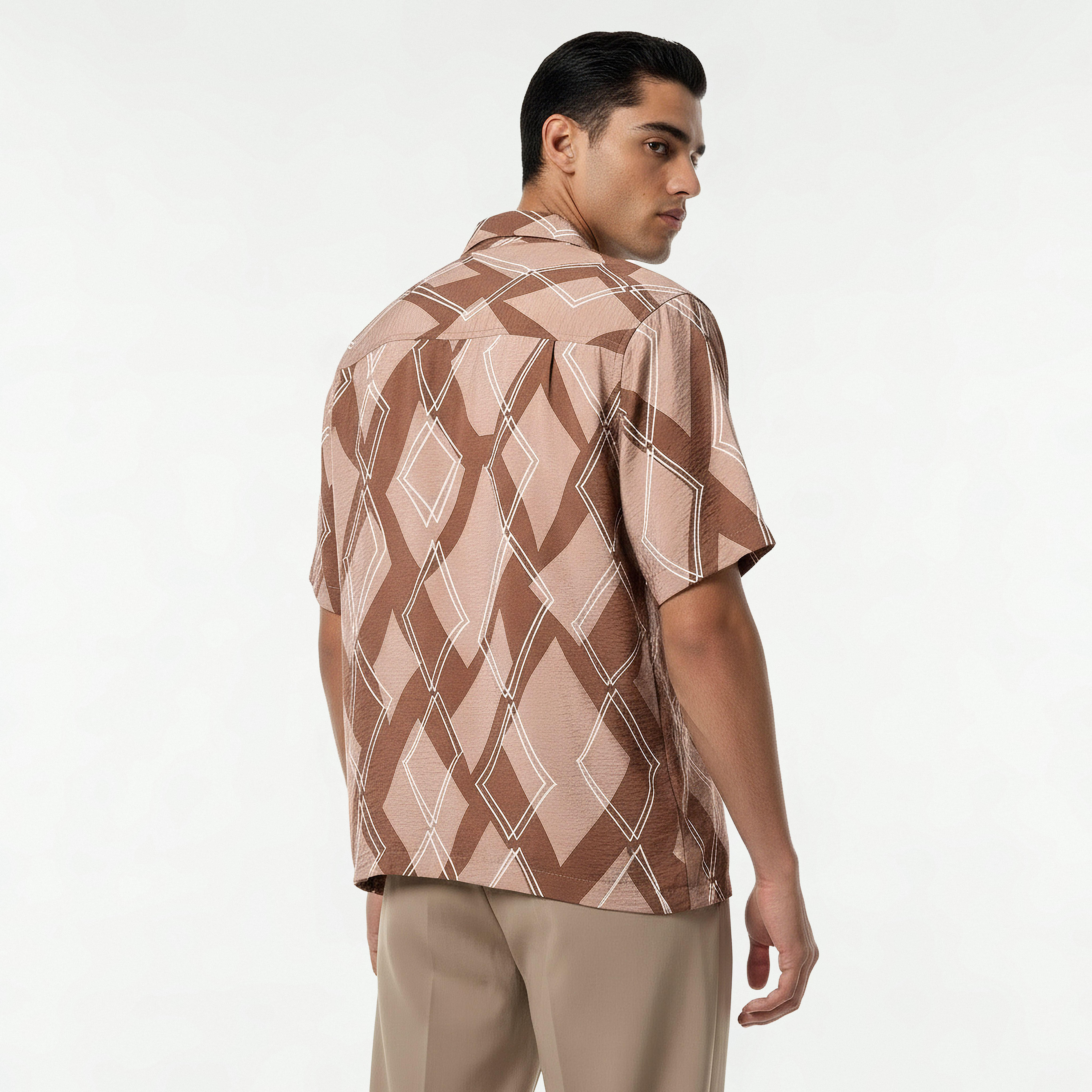 Men Regular Fit Camp Collar Abstract Print Short Sleeves Resort Shirt-men-clothing-shirts-image-5