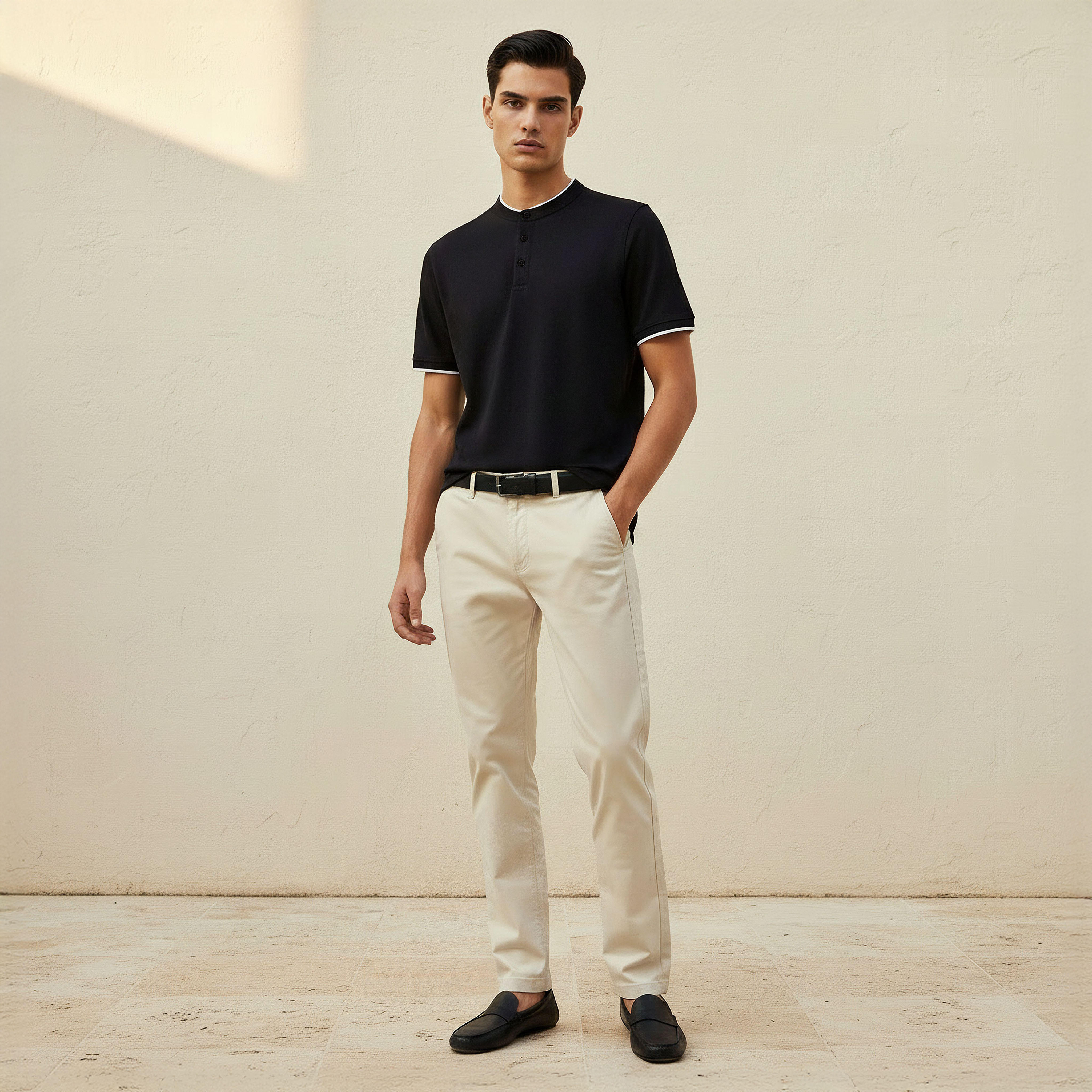 Men Short Sleeves Mandarin Collar Polo T-shirt-men-clothing-tshirtsandpolos-polos-image-2