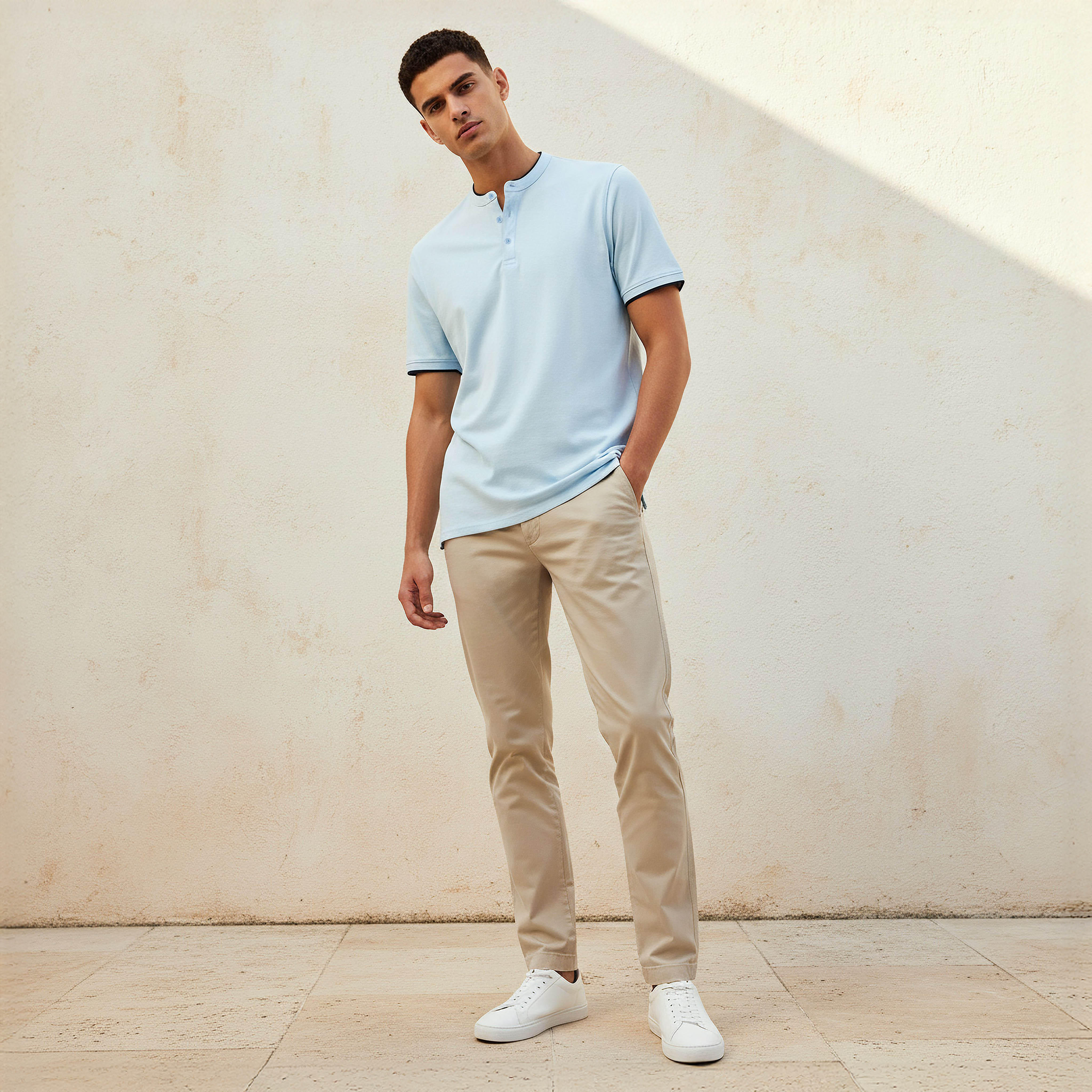 Men Short Sleeves Mandarin Collar Polo T-shirt-men-clothing-tshirtsandpolos-polos-image-2