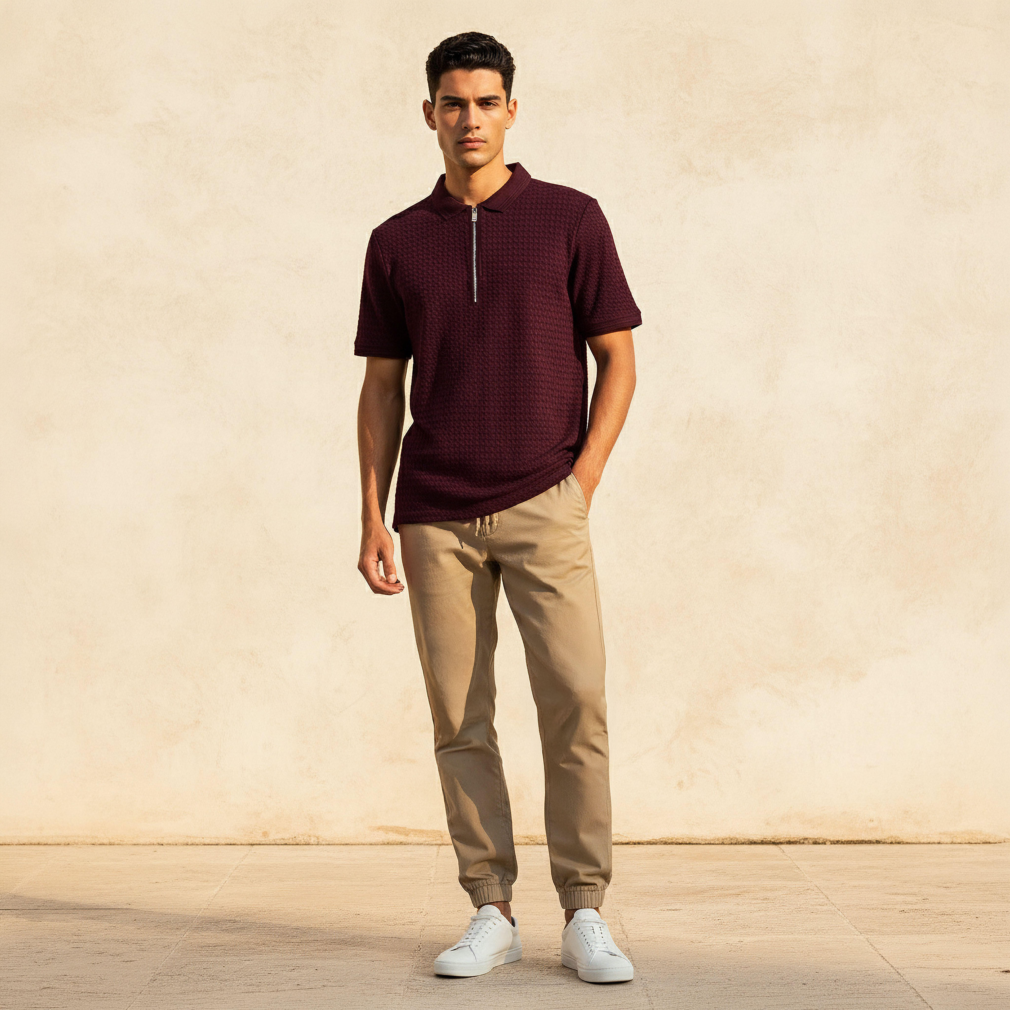 تيشيرت بولو بارز الملمس بأكمام قصيرة للرجال-men-clothing-tshirtsandpolos-polos-image-3