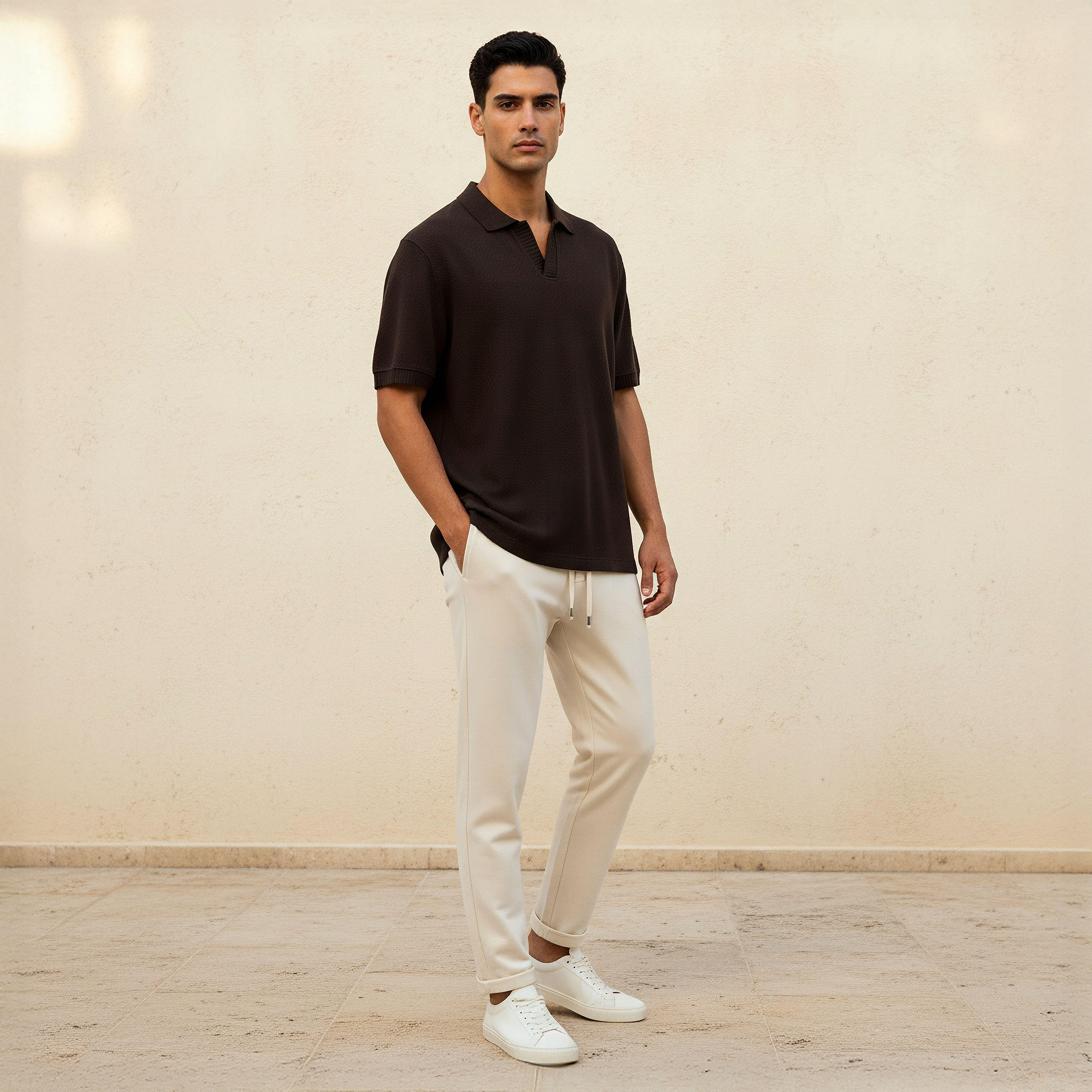 Men Short Sleeves Johnny Collar Jacquard Polo T-shirt-men-clothing-tshirtsandpolos-polos-image-3