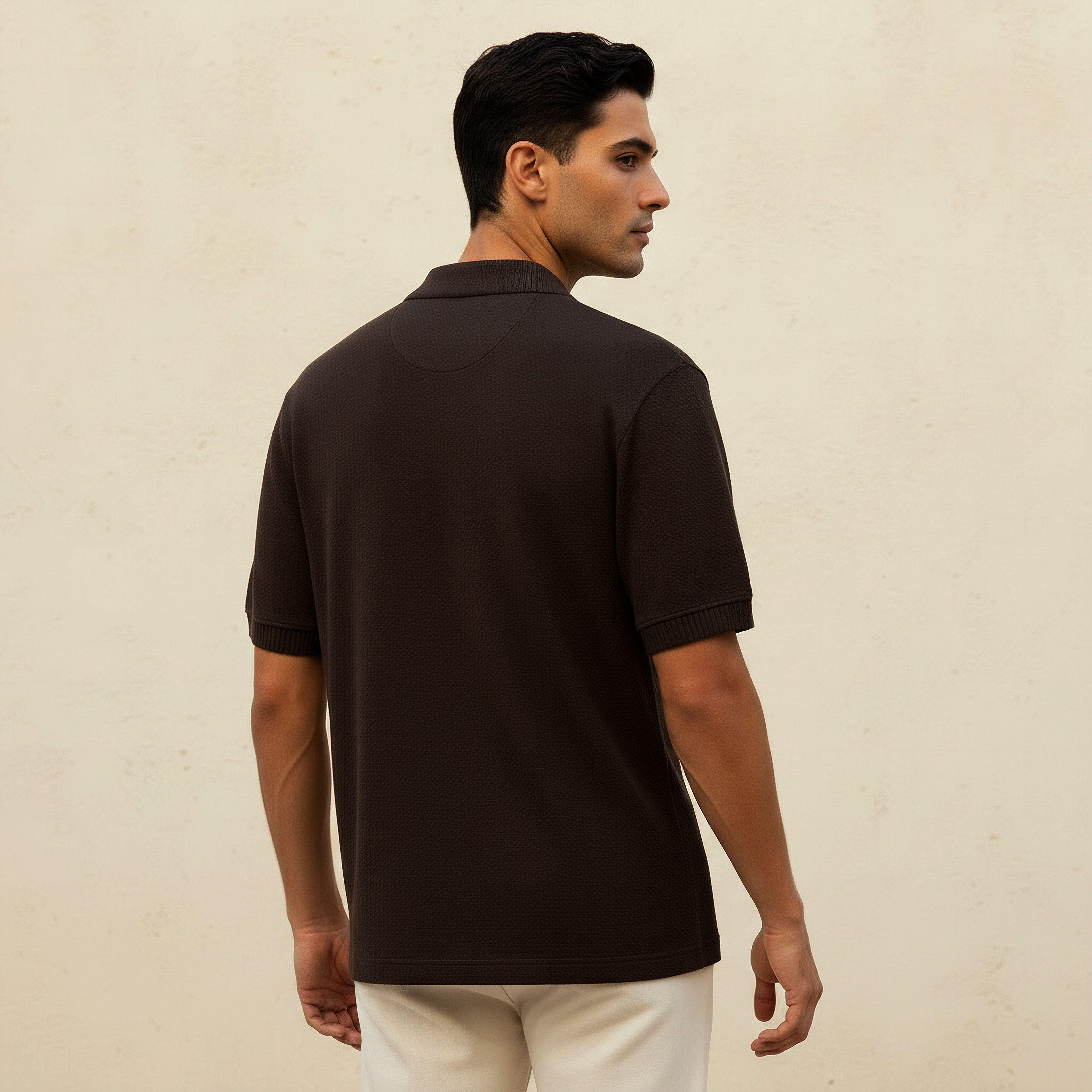 Men Short Sleeves Johnny Collar Jacquard Polo T-shirt-men-clothing-tshirtsandpolos-polos-image-4