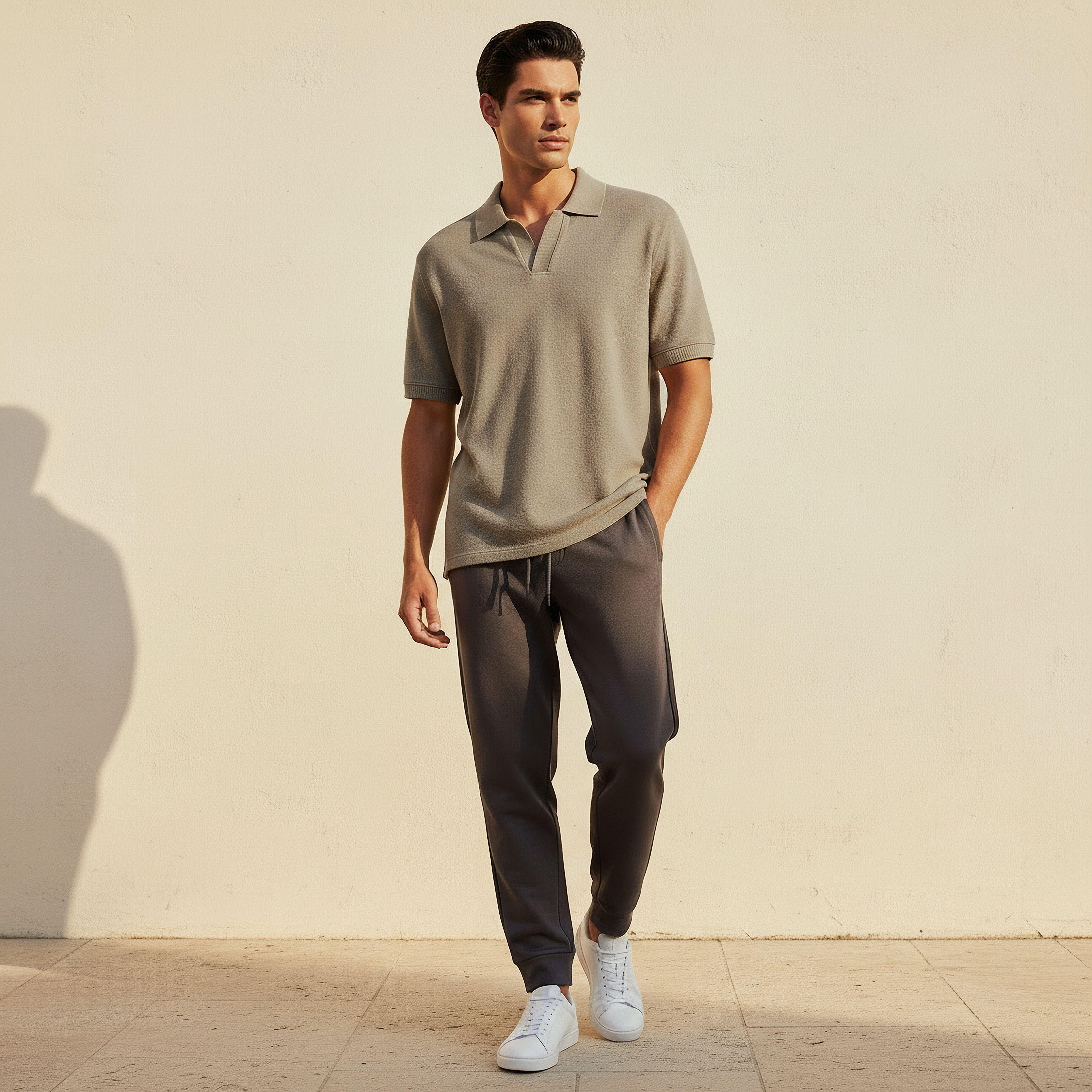 Men Short Sleeves Johnny Collar Jacquard Polo T-shirt-men-clothing-tshirtsandpolos-polos-image-3