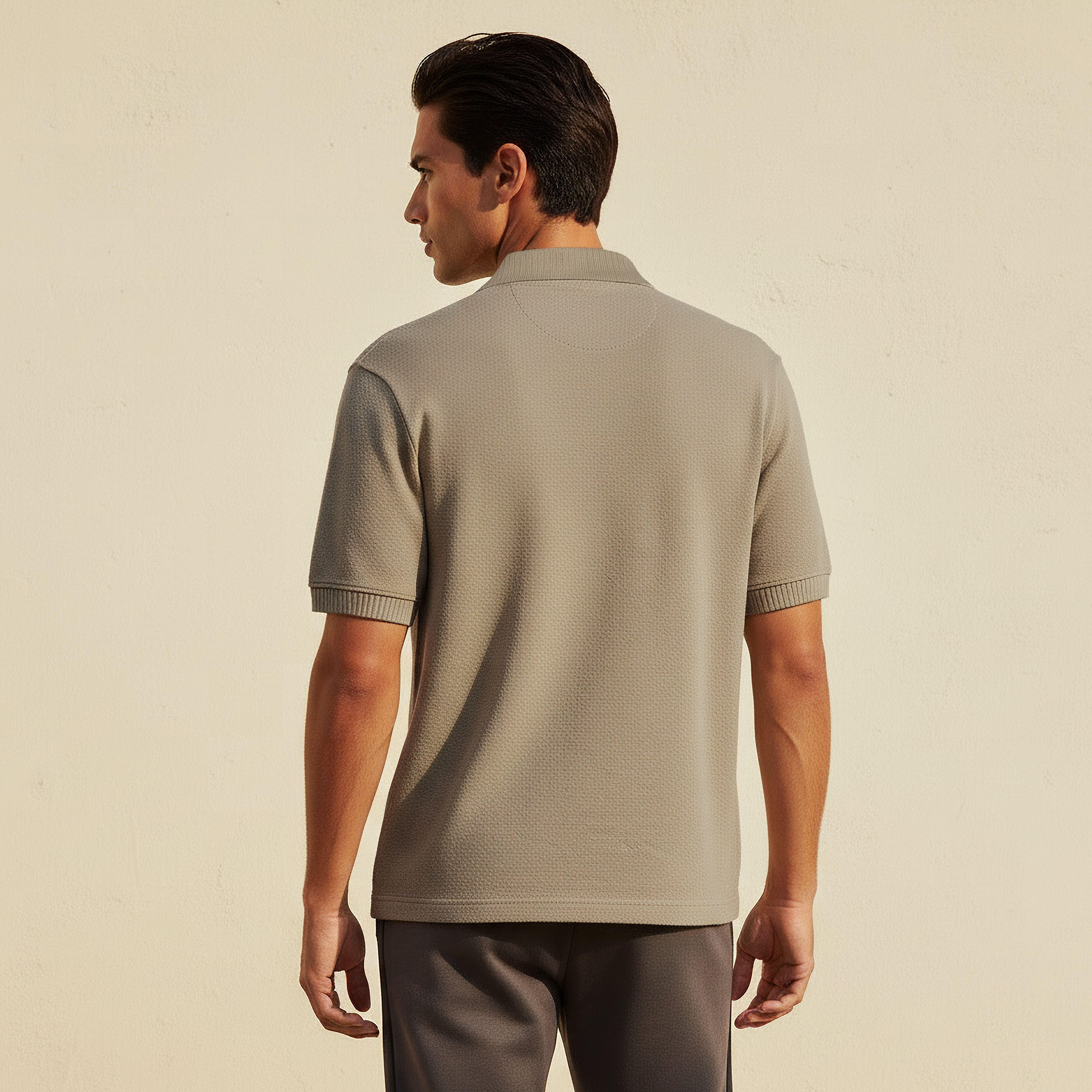 Men Short Sleeves Johnny Collar Jacquard Polo T-shirt-men-clothing-tshirtsandpolos-polos-image-4