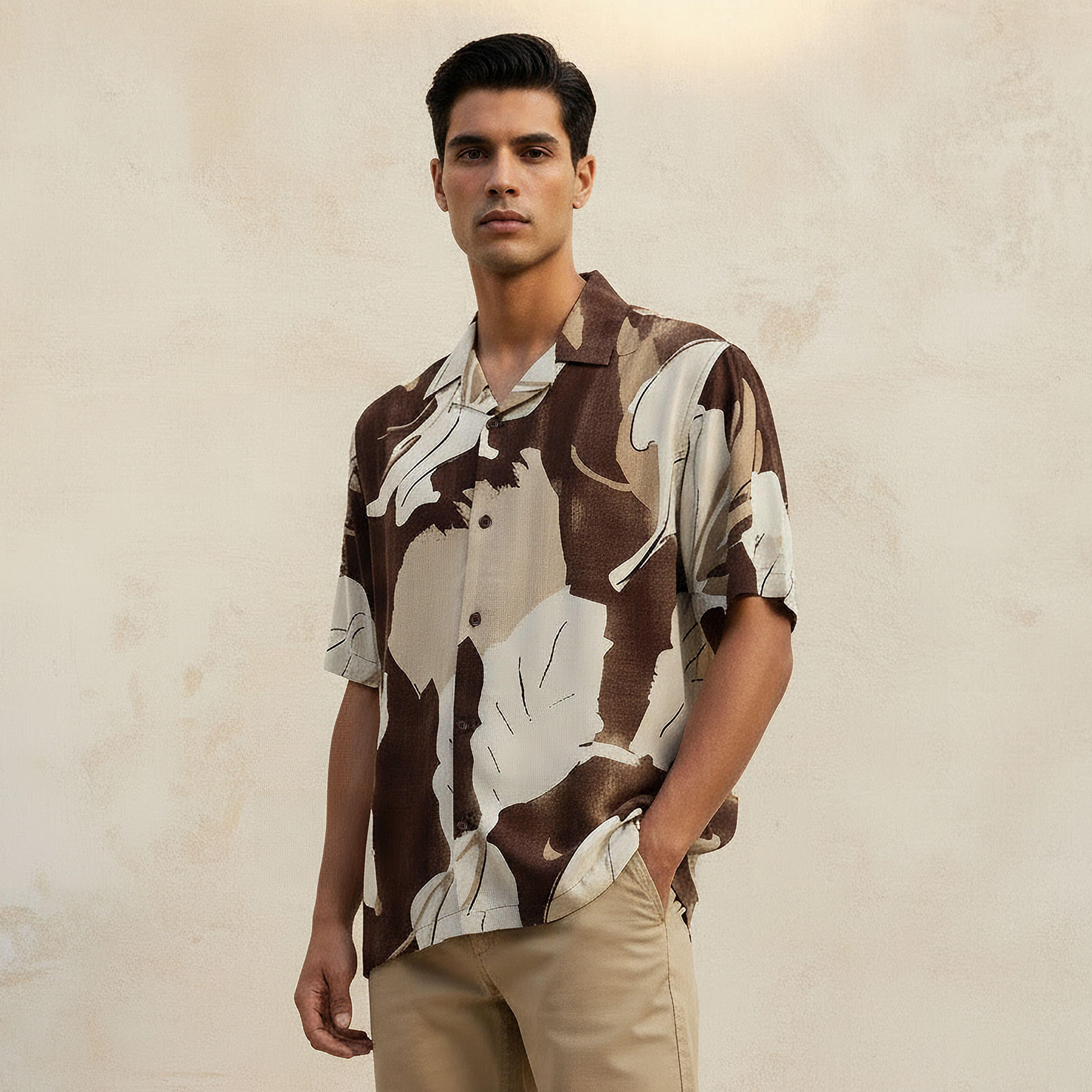 Men Regular Fit Camp Collar Printed Short Sleeves Shirt-PROMO_SP_AE_2FOR99_110625-image-1