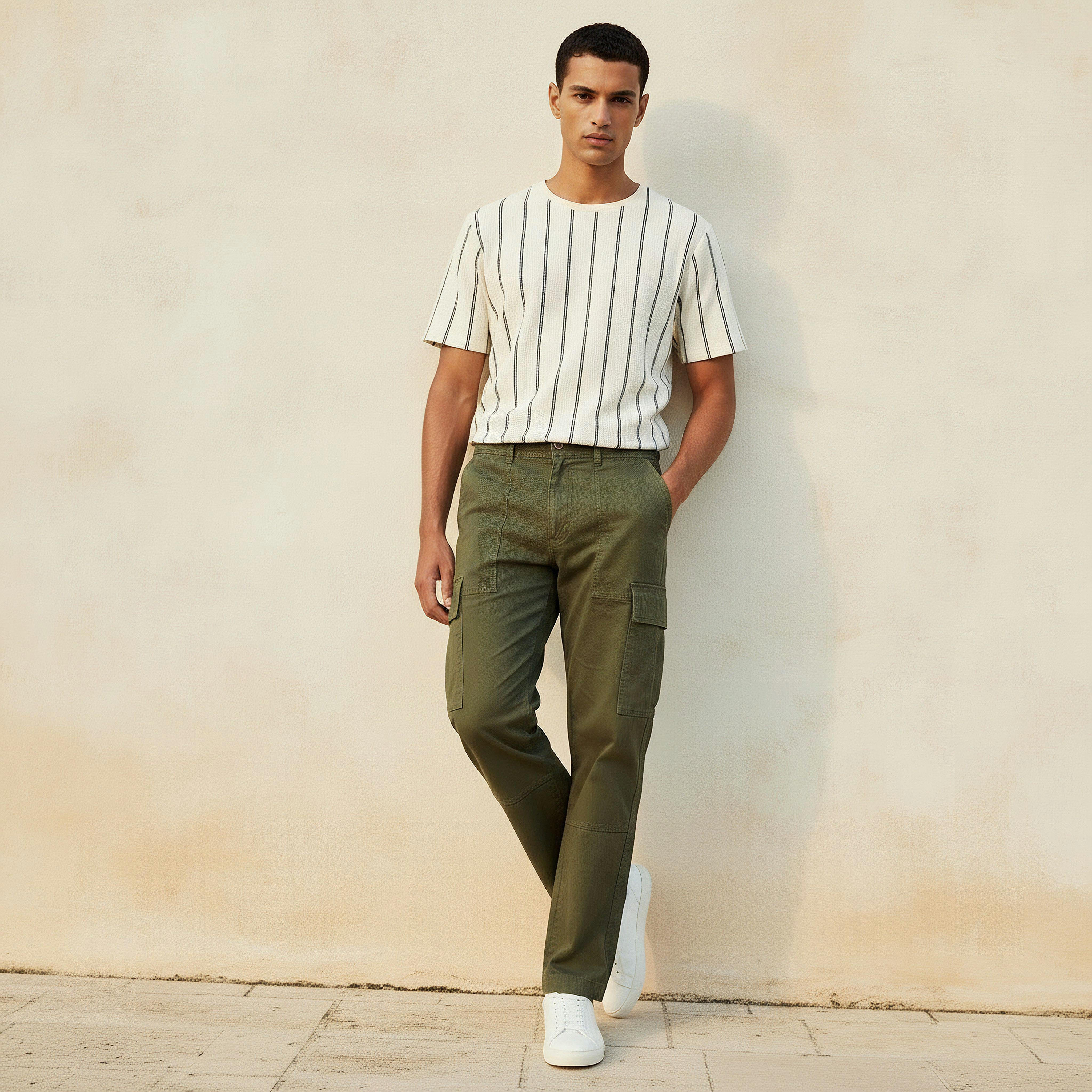 بنطلون كارجو تويل بقصة عادية للرجال-men-clothing-bottoms-trousersandchinos-trousers-image-2