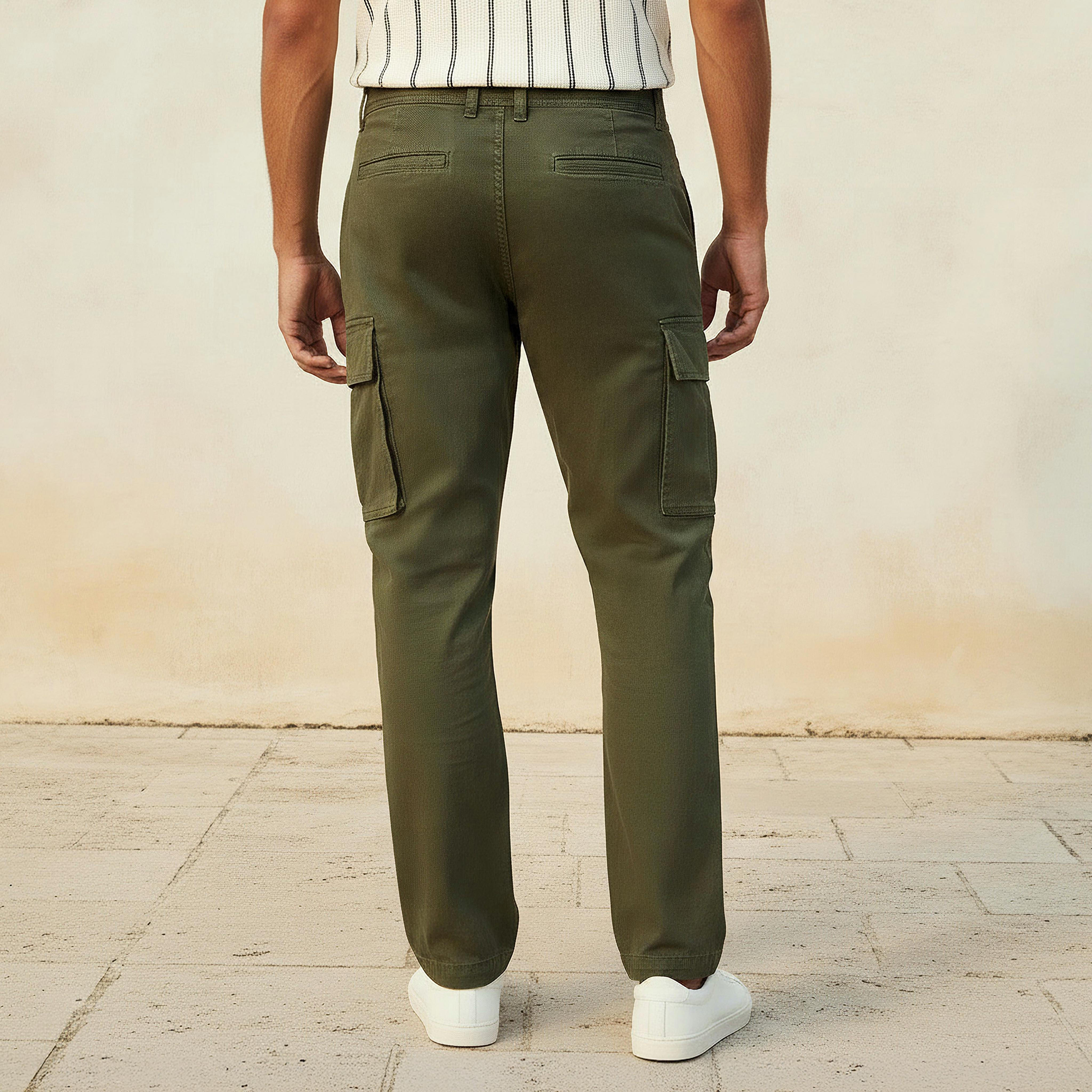 بنطلون كارجو تويل بقصة عادية للرجال-men-clothing-bottoms-trousersandchinos-trousers-image-1