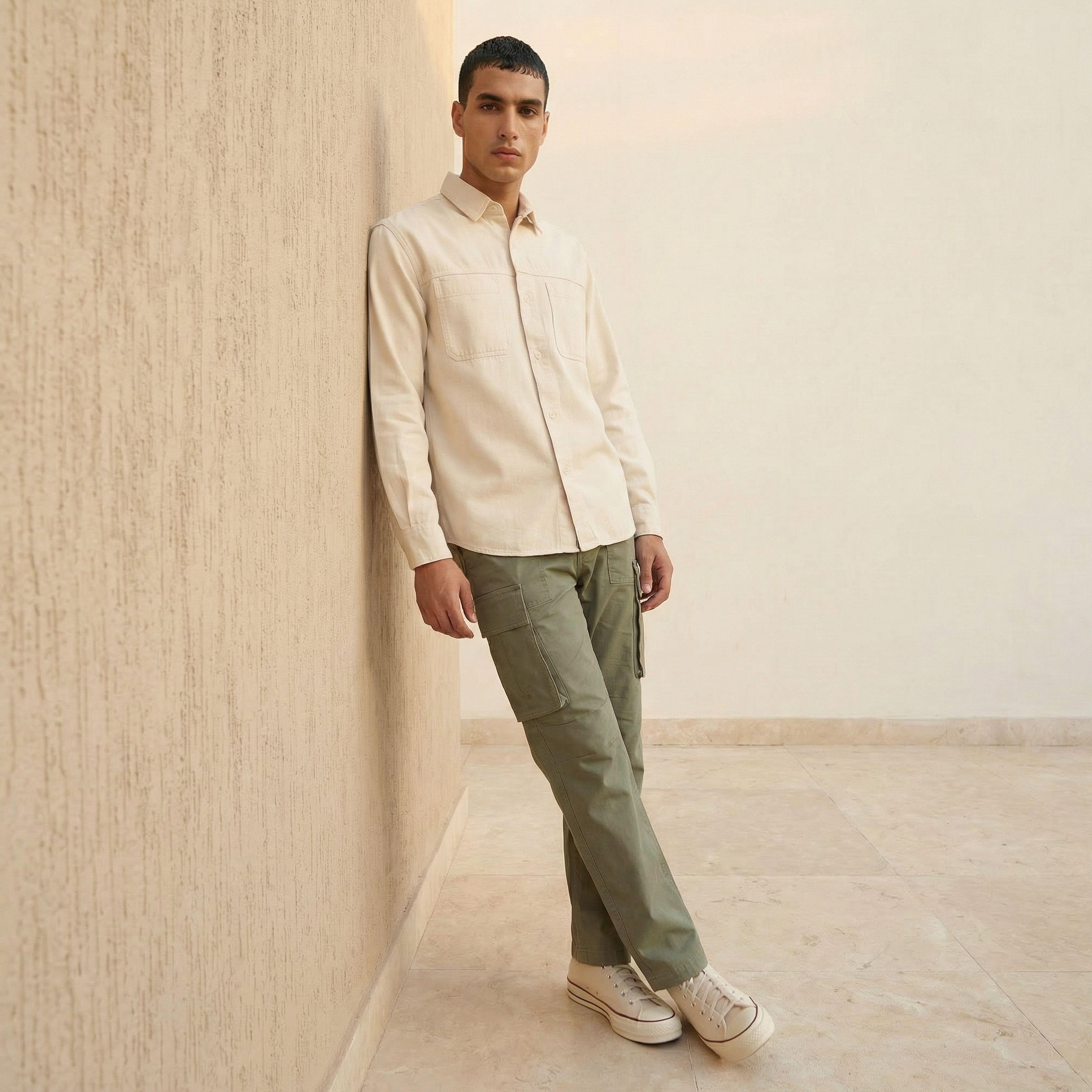 Men Regular Fit Twill Cargo Pants-men-clothing-bottoms-trousersandchinos-trousers-image-3