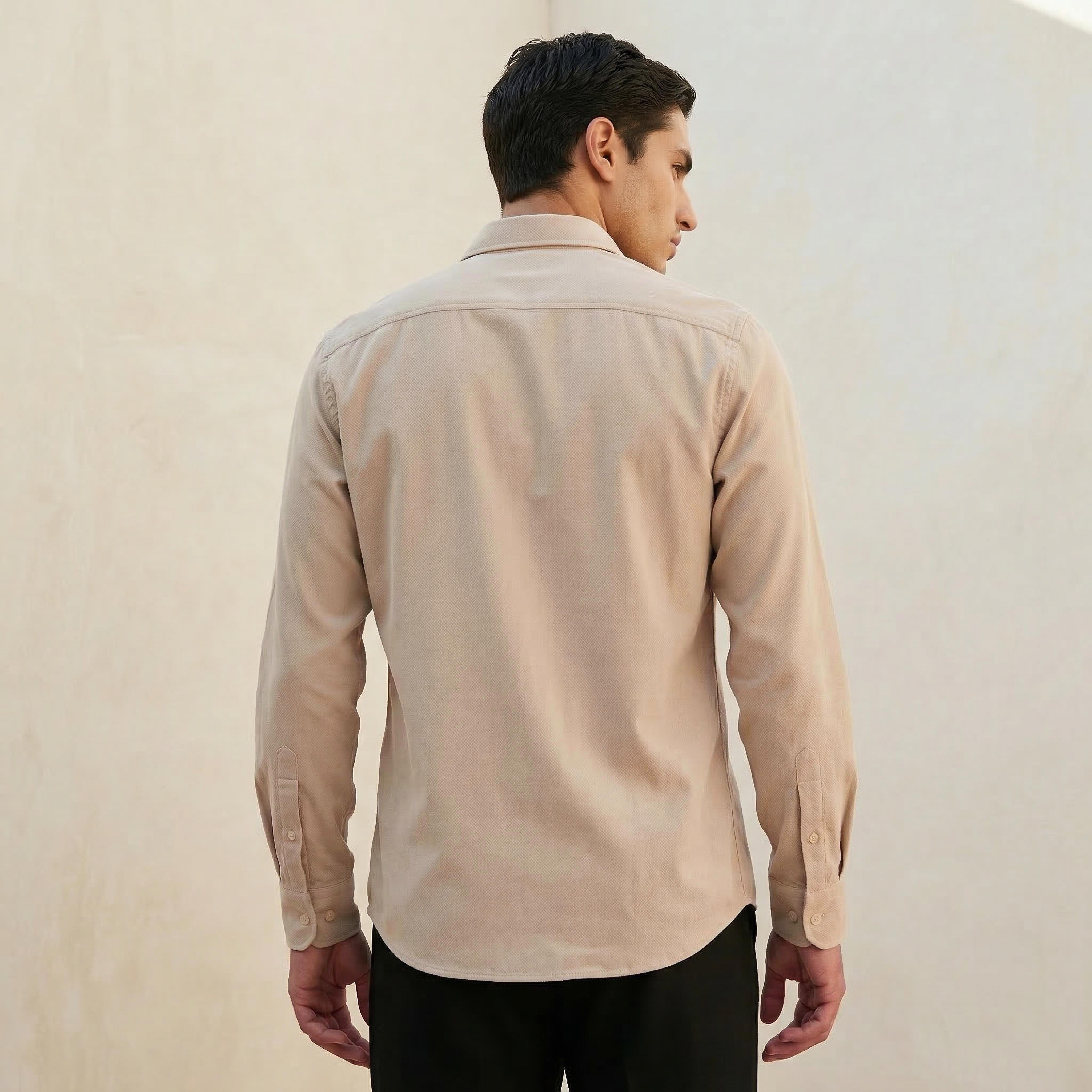 Men Regular Fit Collared Textured Long Sleeves Shirt-men-clothing-shirts-image-4
