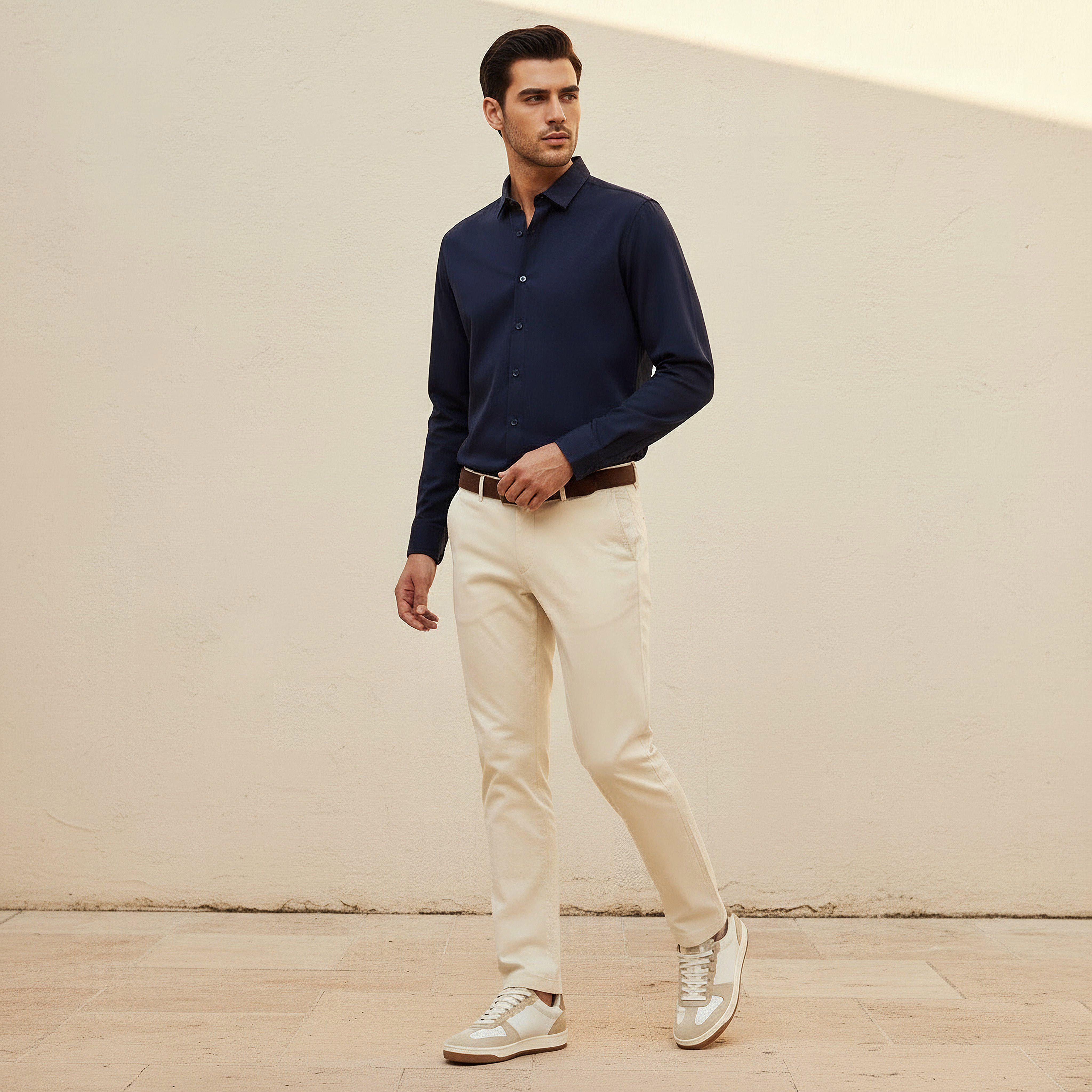 Men Regular Fit Collared Textured Long Sleeves Shirt-men-clothing-shirts-image-3