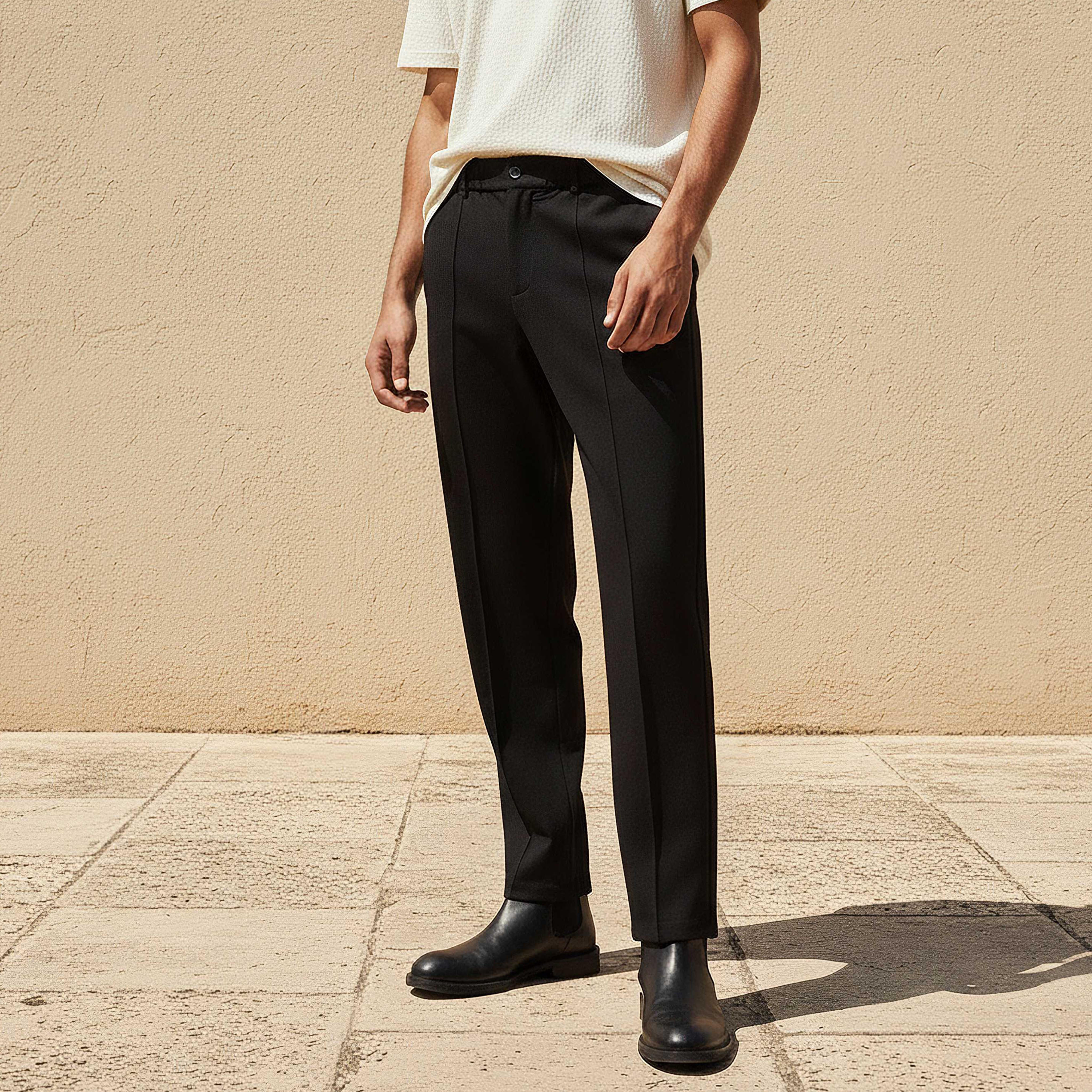 بنطلون رسمي بقصة مريحة للرجال من آيكونيك-men-clothing-bottoms-trousersandchinos-trousers-image-1