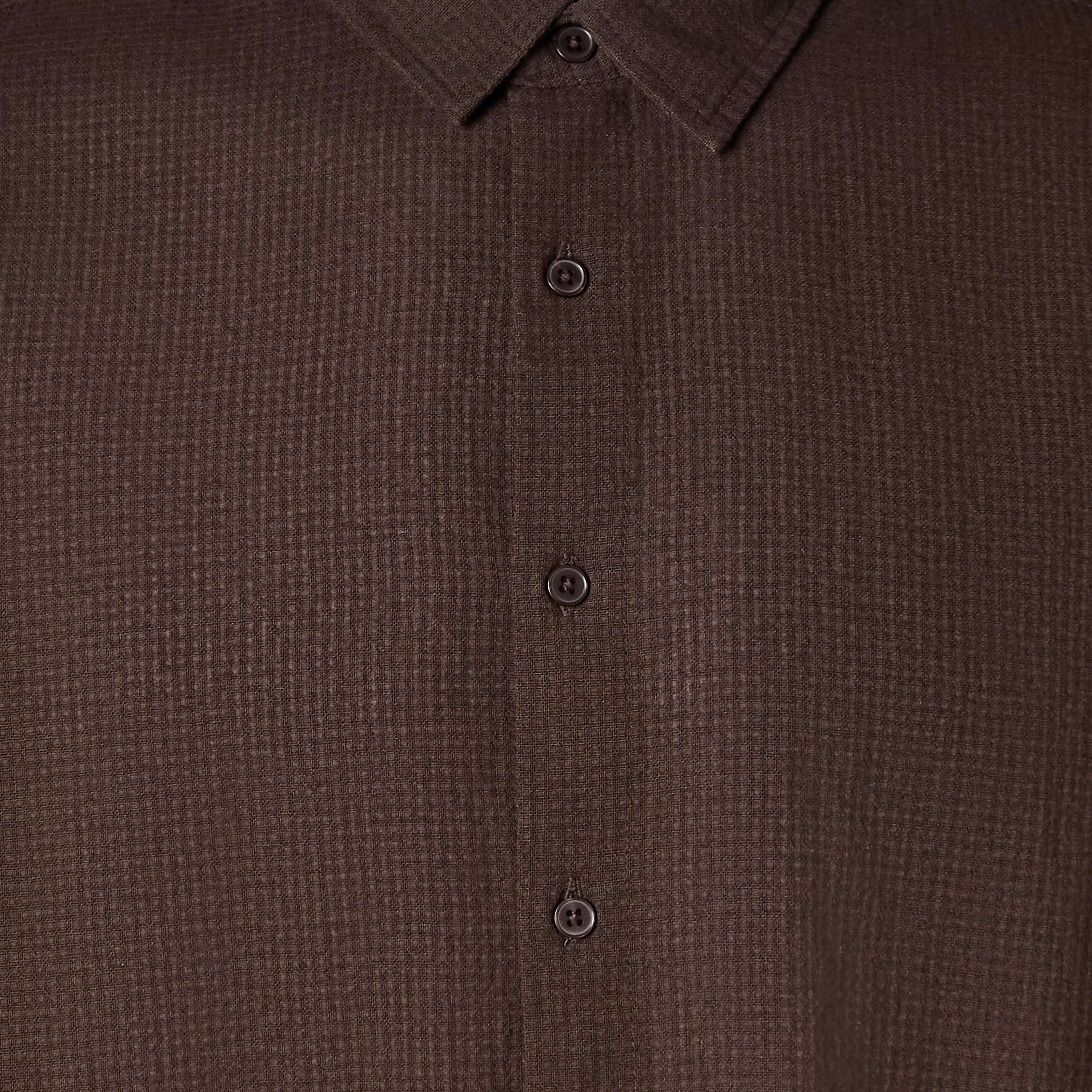Men Regular Fit Collared Waffle Textured Long Sleeves Shirt-men-clothing-shirts-image-6