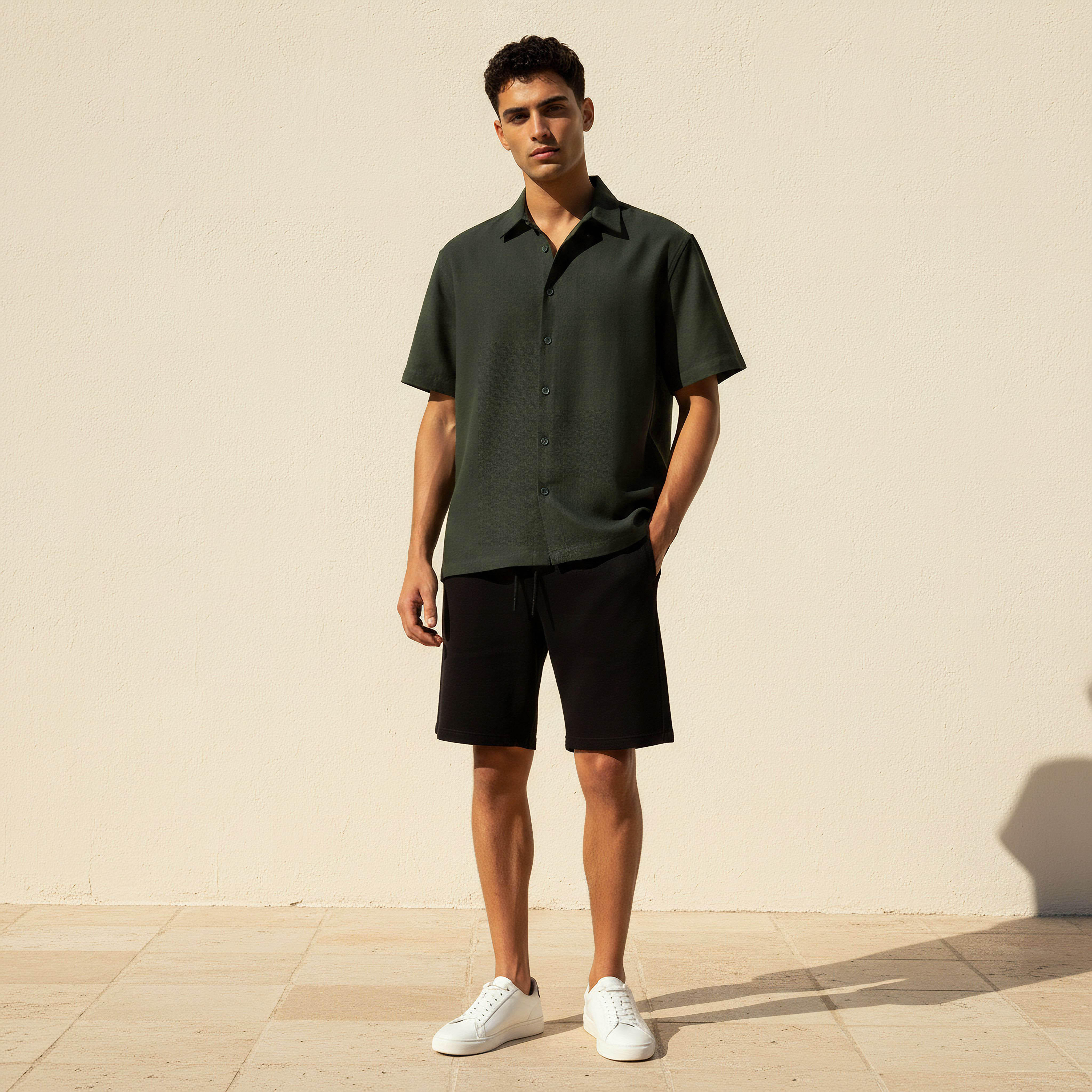 Men Regular Fit Collared Short Sleeve Shirt-men-clothing-shirts-image-3