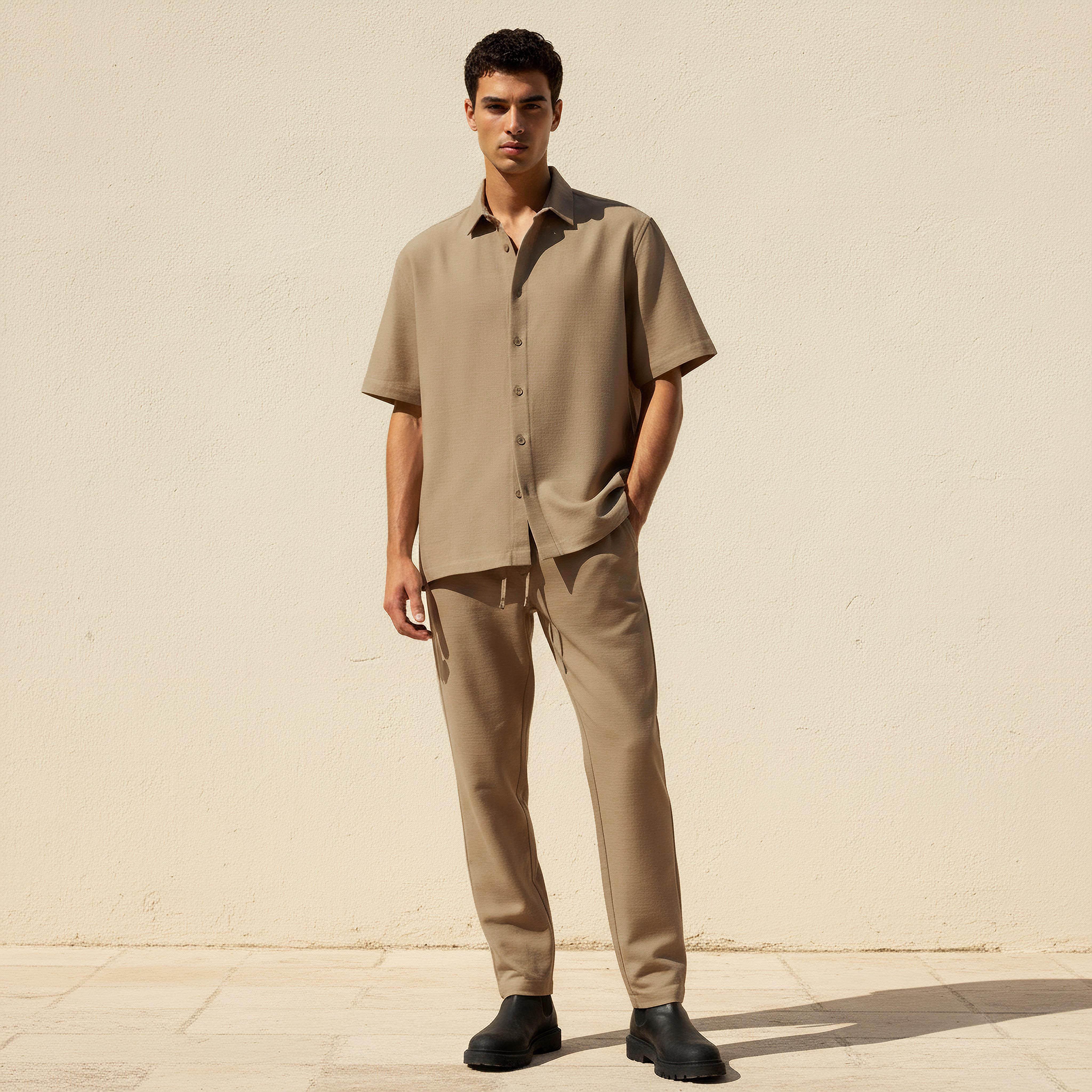 Men Regular Fit Collared Short Sleeve Shirt-men-clothing-shirts-image-3