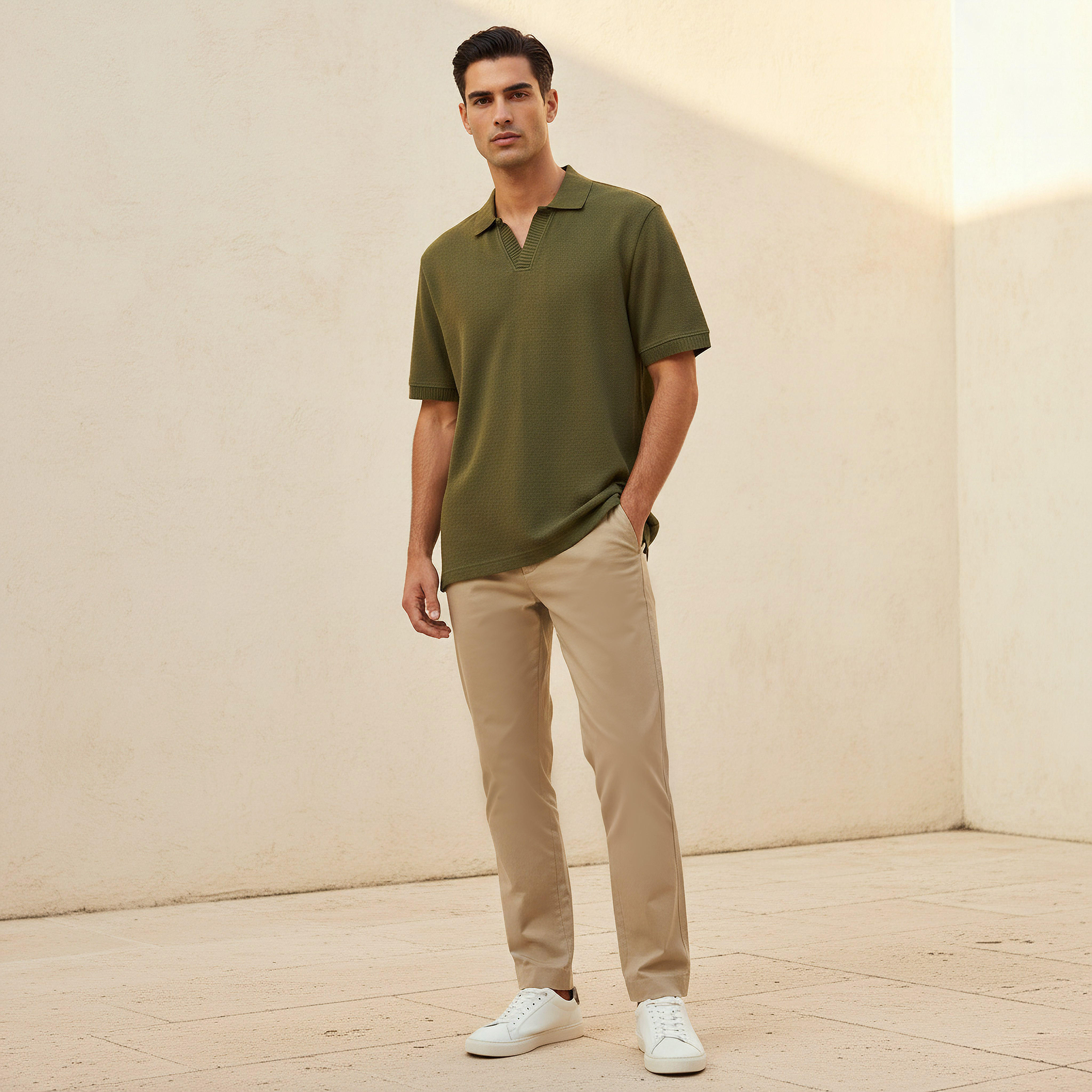 Men Short Sleeves Johnny Collar Jacquard Polo T-shirt-men-clothing-tshirtsandpolos-polos-image-3