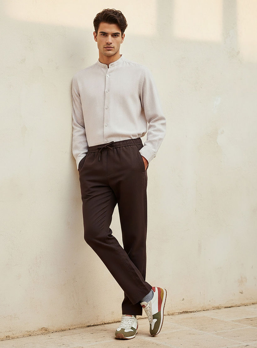 Men Regular Fit Twill Trousers-men-clothing-bottoms-trousersandchinos-trousers-image-3