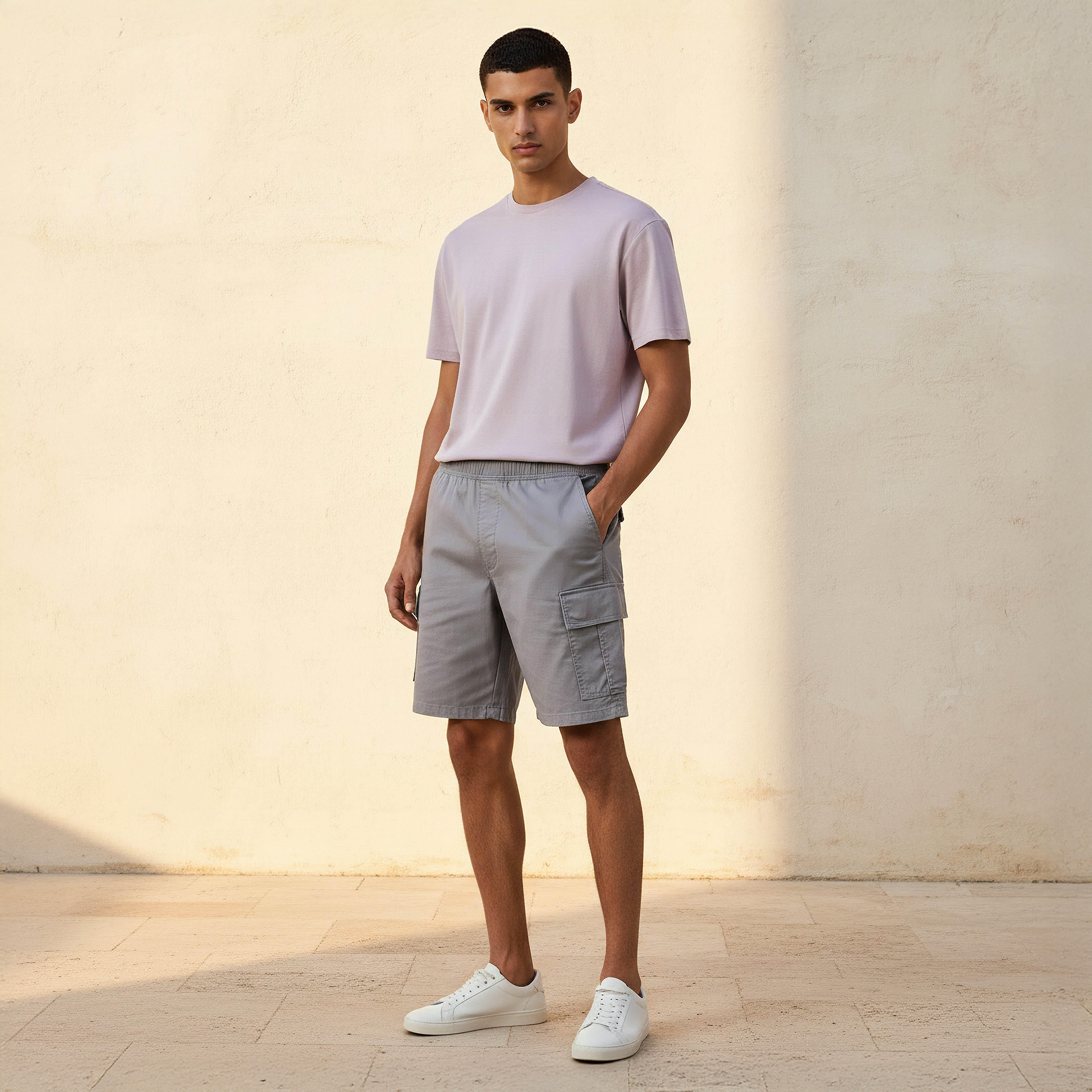 شورت كارجو رجالي بقصة عادية-men-clothing-bottoms-shorts-image-2