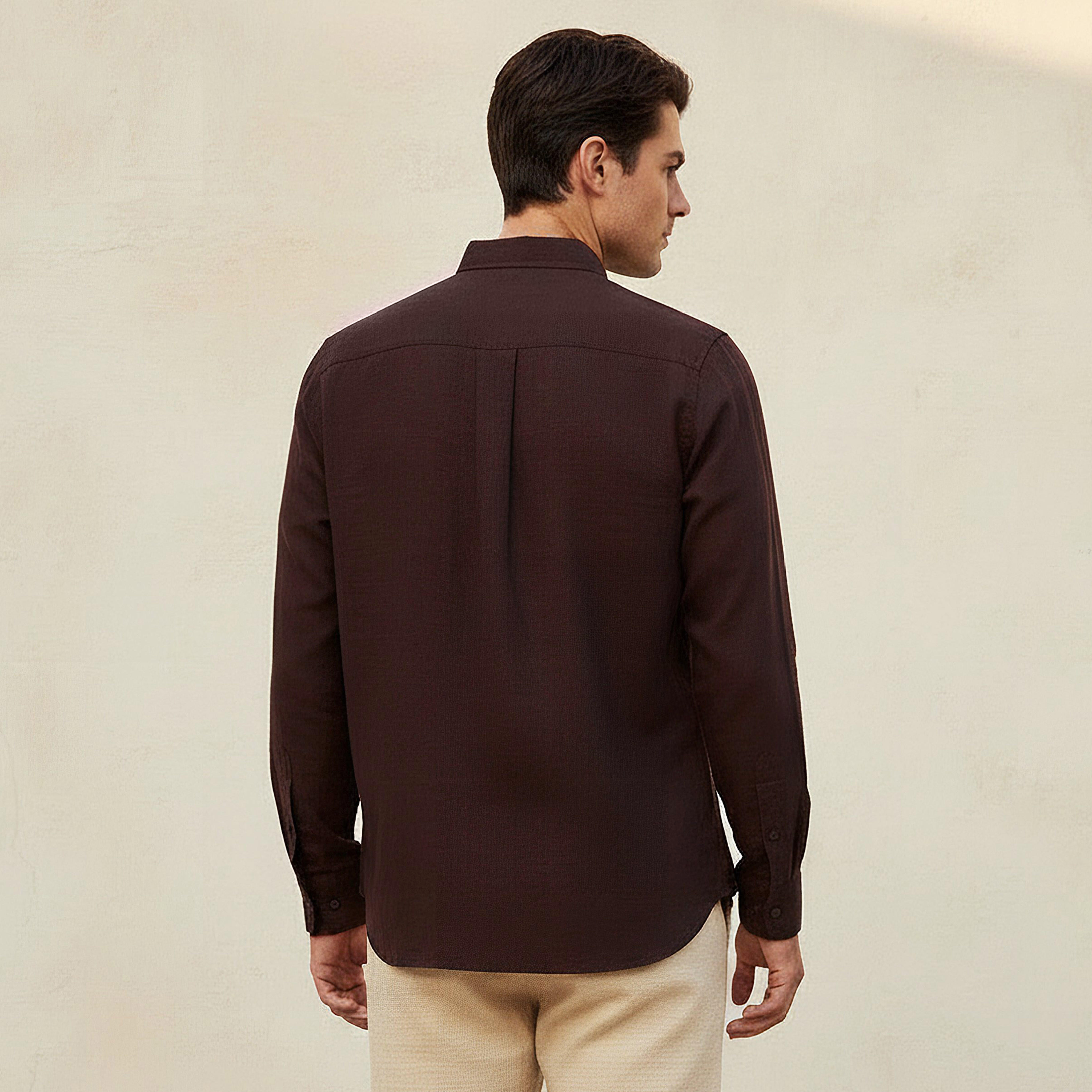 Men Regular Fit Collared Button-Down Long Sleeves Linen Blend Shirt-men-clothing-shirts-image-4