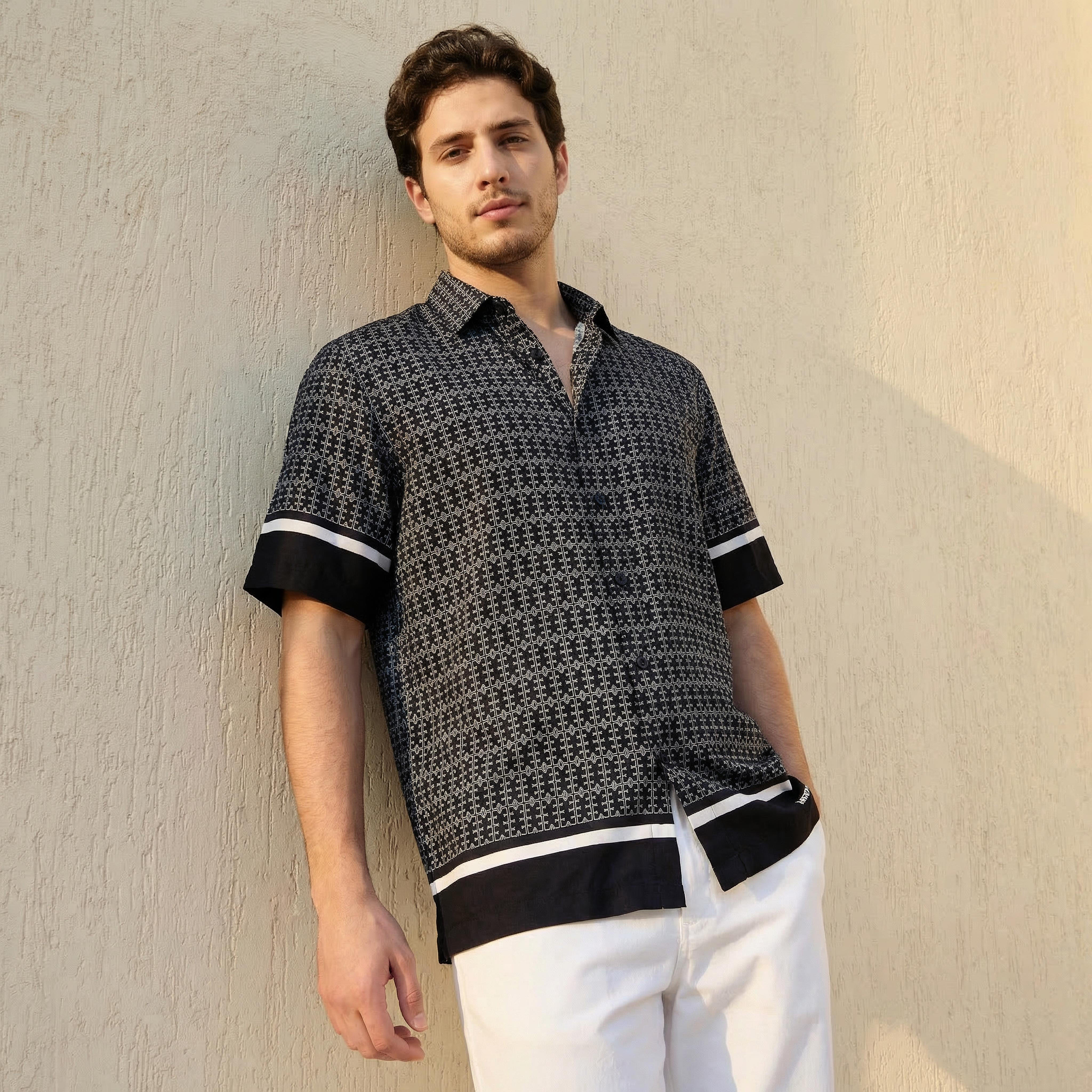 Emperor Men Regular Fit Collared Printed Short Sleeve Shirt-men-clothing-shirts-image-1
