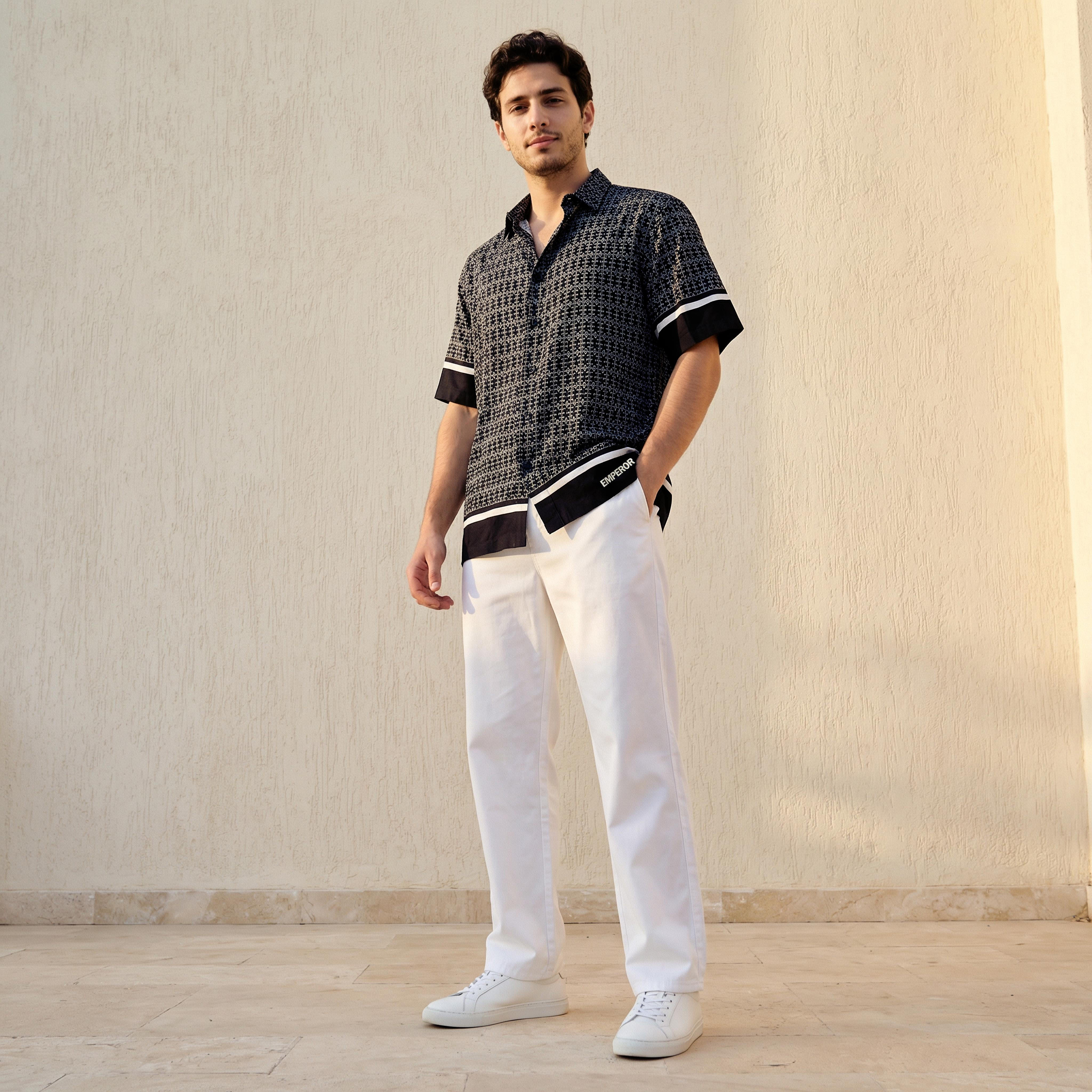 Emperor Men Regular Fit Collared Printed Short Sleeve Shirt-men-clothing-shirts-image-3