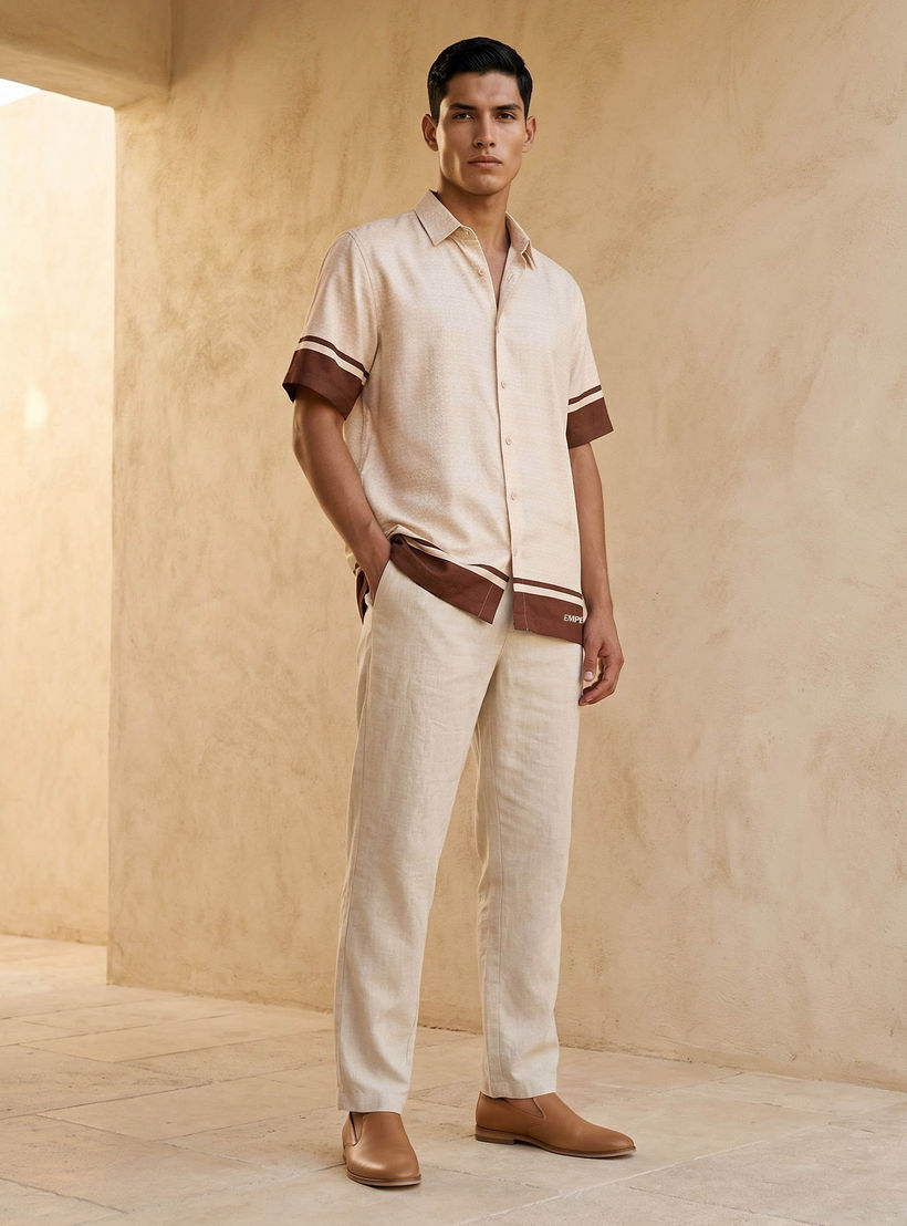قميص بطبعات وأكمام قصيرة وياقة وقصة عادية للرجال من إمبيرور-men-clothing-shirts-image-2