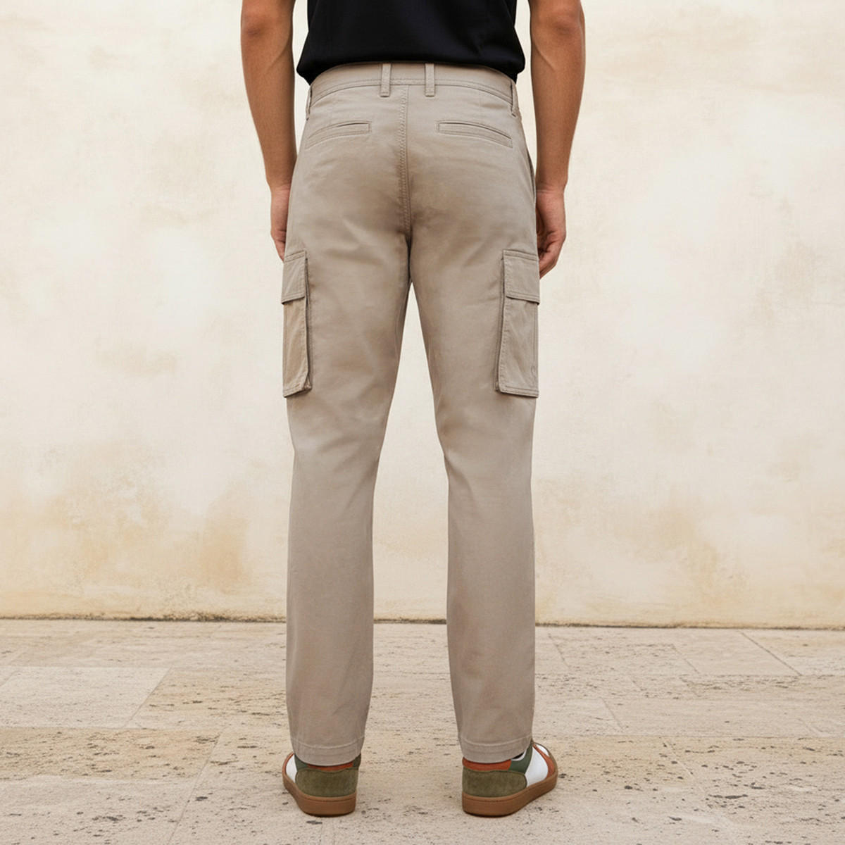 Men Regular Fit Twill Cargo Trousers-men-clothing-bottoms-trousersandchinos-trousers-image-4