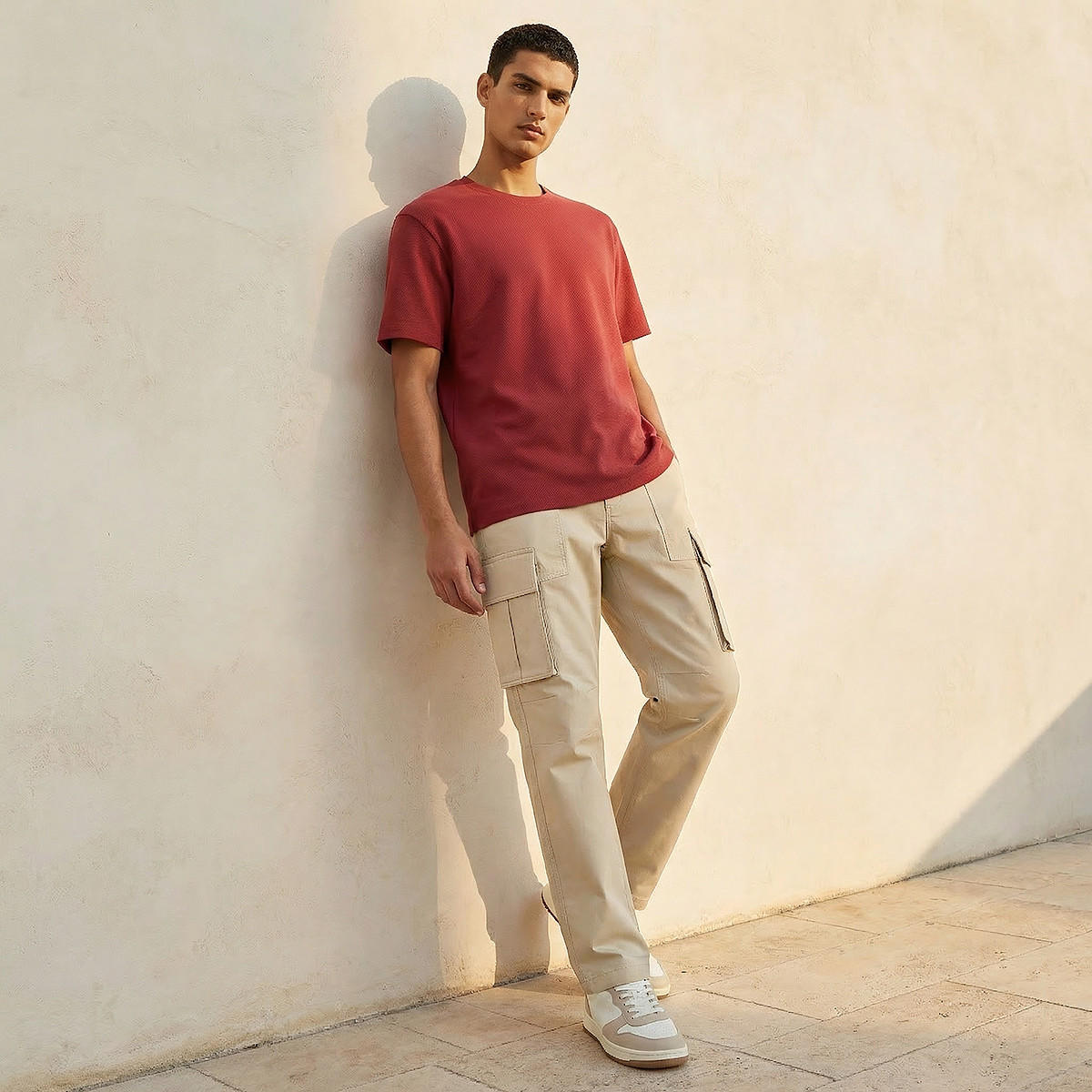 Men Regular Fit Twill Cargo Trousers-men-clothing-bottoms-trousersandchinos-trousers-image-3