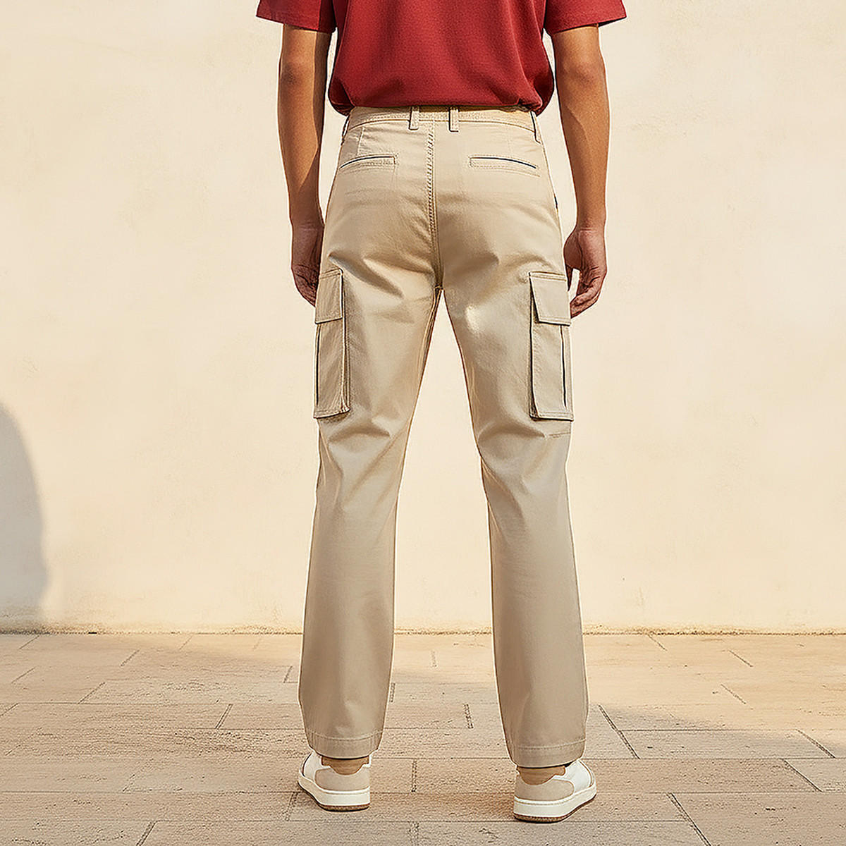 Men Regular Fit Twill Cargo Trousers-men-clothing-bottoms-trousersandchinos-trousers-image-4