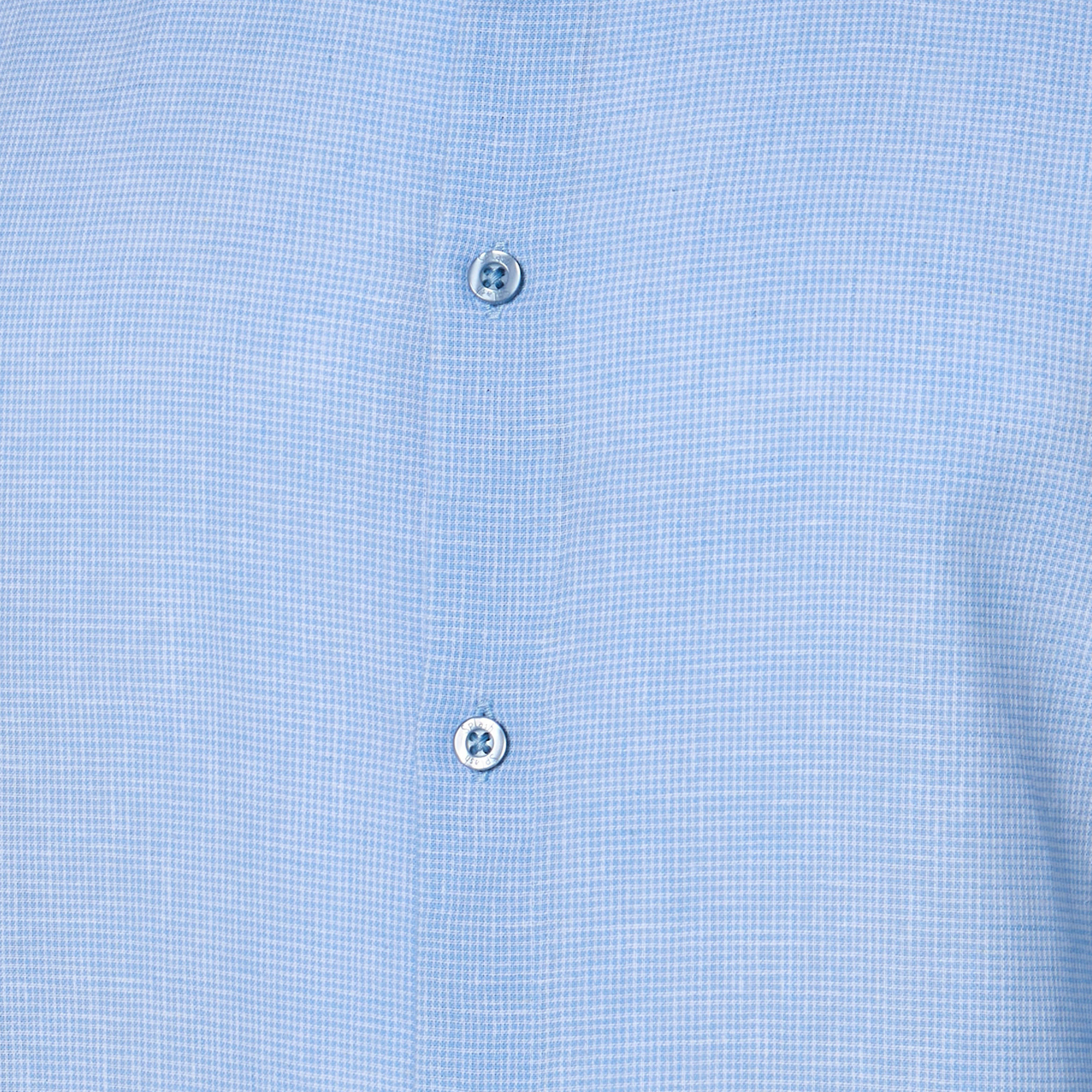 Men Regular Fit Mandarin Neck Houndstooth Long Sleeves Linen Blend Shirt-men-clothing-shirts-image-2