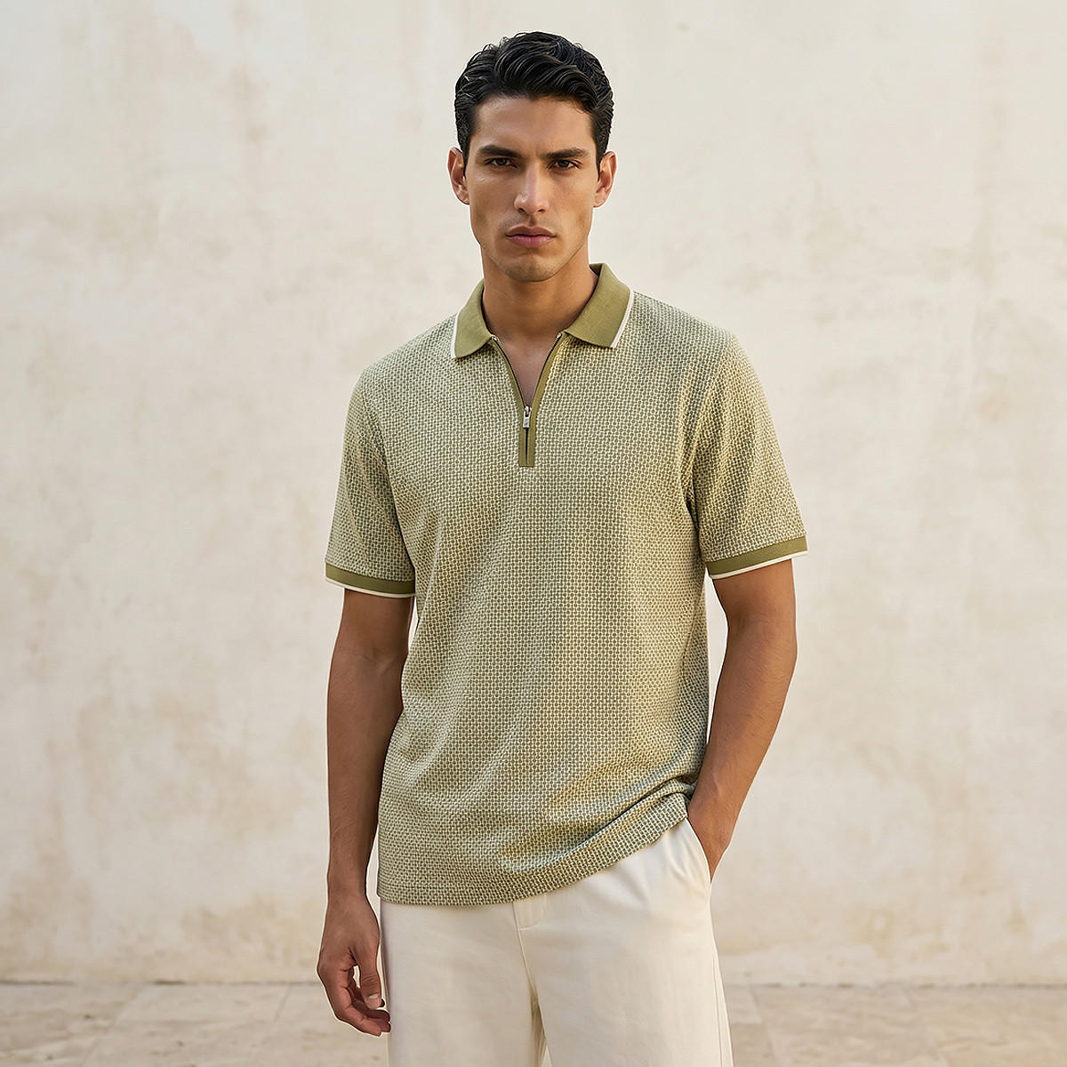 تيشيرت بولو بأكمام قصيرة بارز الملمس للرجال-men-clothing-tshirtsandpolos-polos-image-1